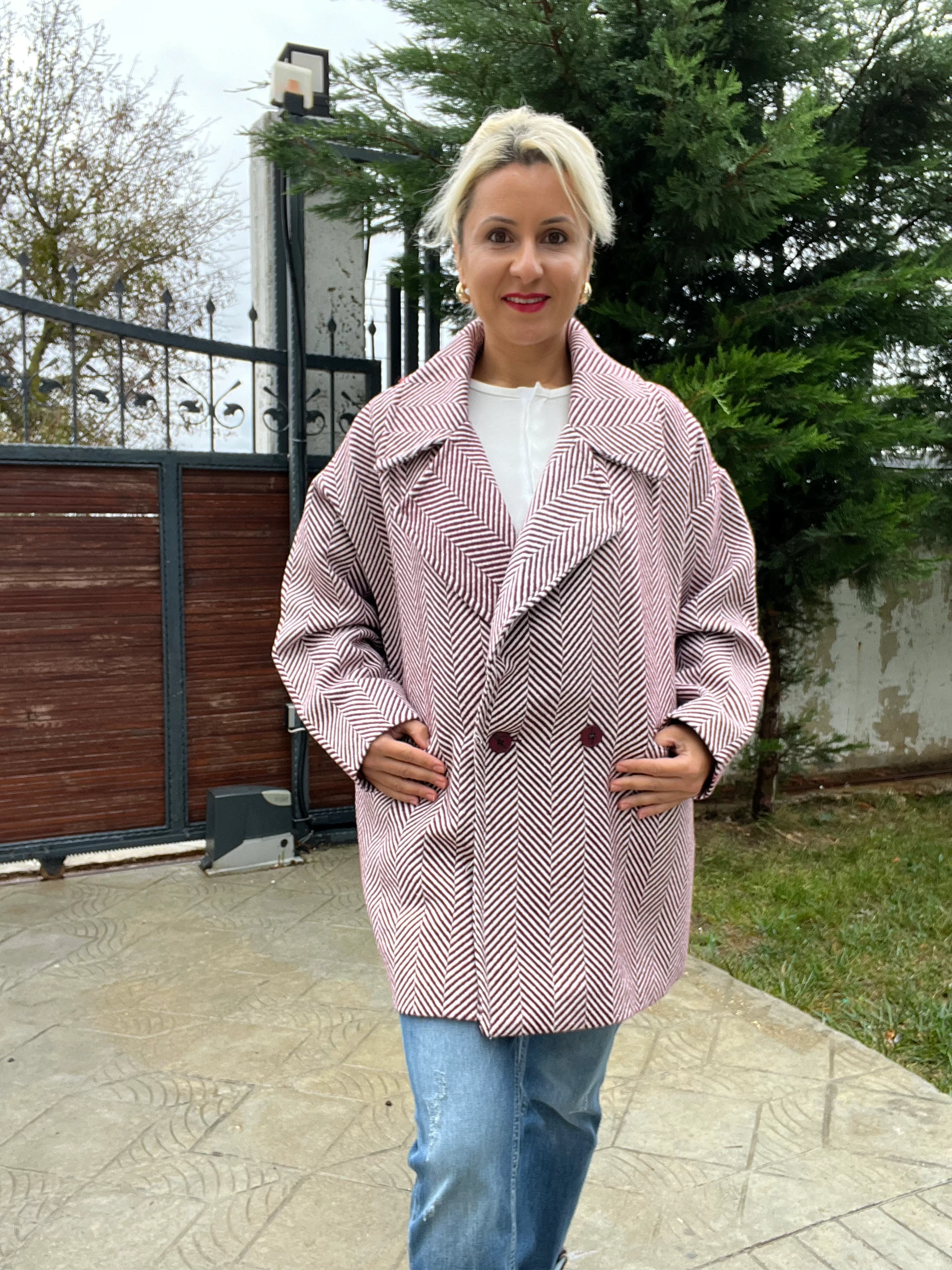 Balık Sırtı Kaban Bordo