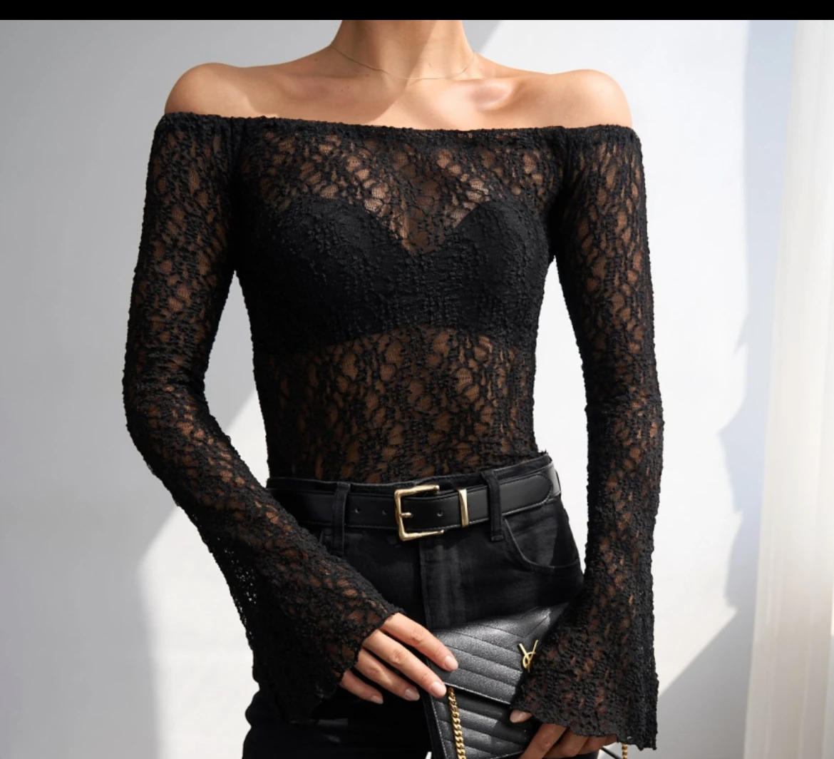 Transparan Dantel Bluz