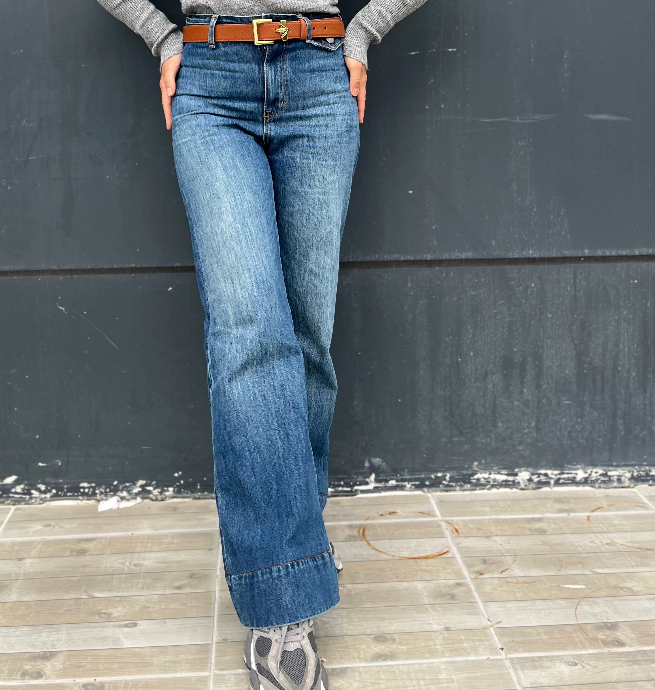 Mavi Yüksek Bel Flare Jean