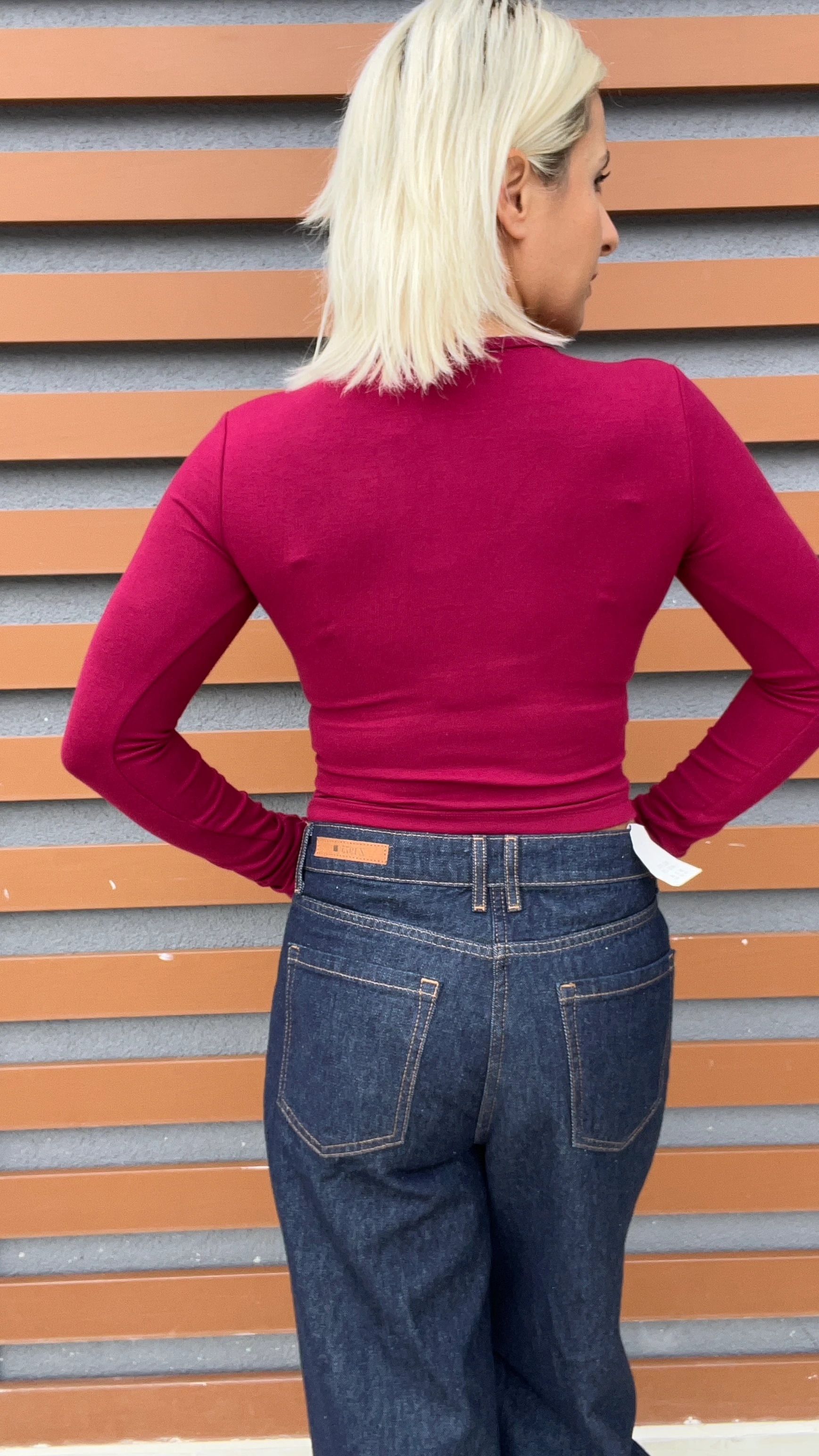 Pamuklu Düğmeli Basic Badi Bordo