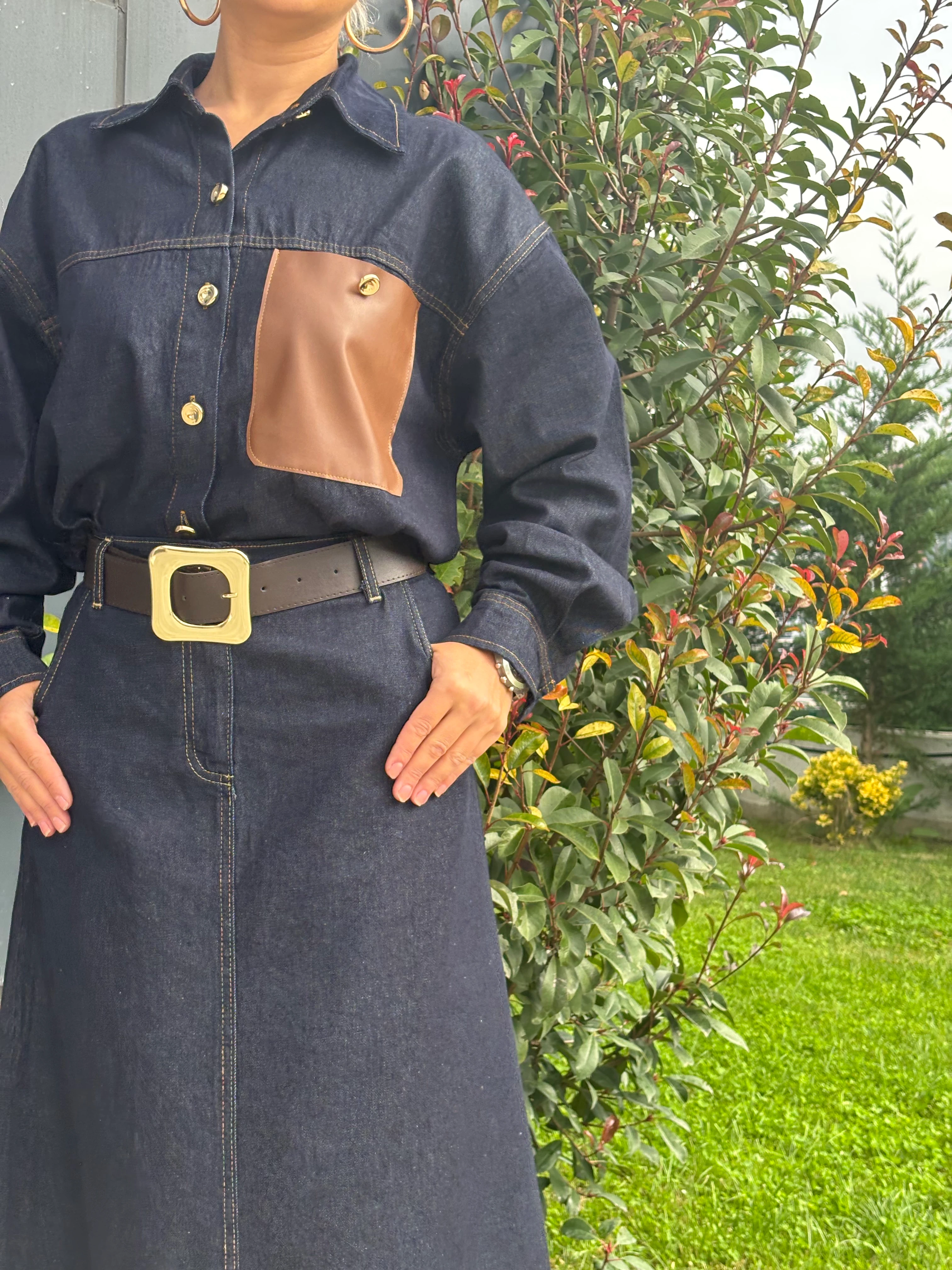 Rins Yıkama Etek - Gömlek Takım