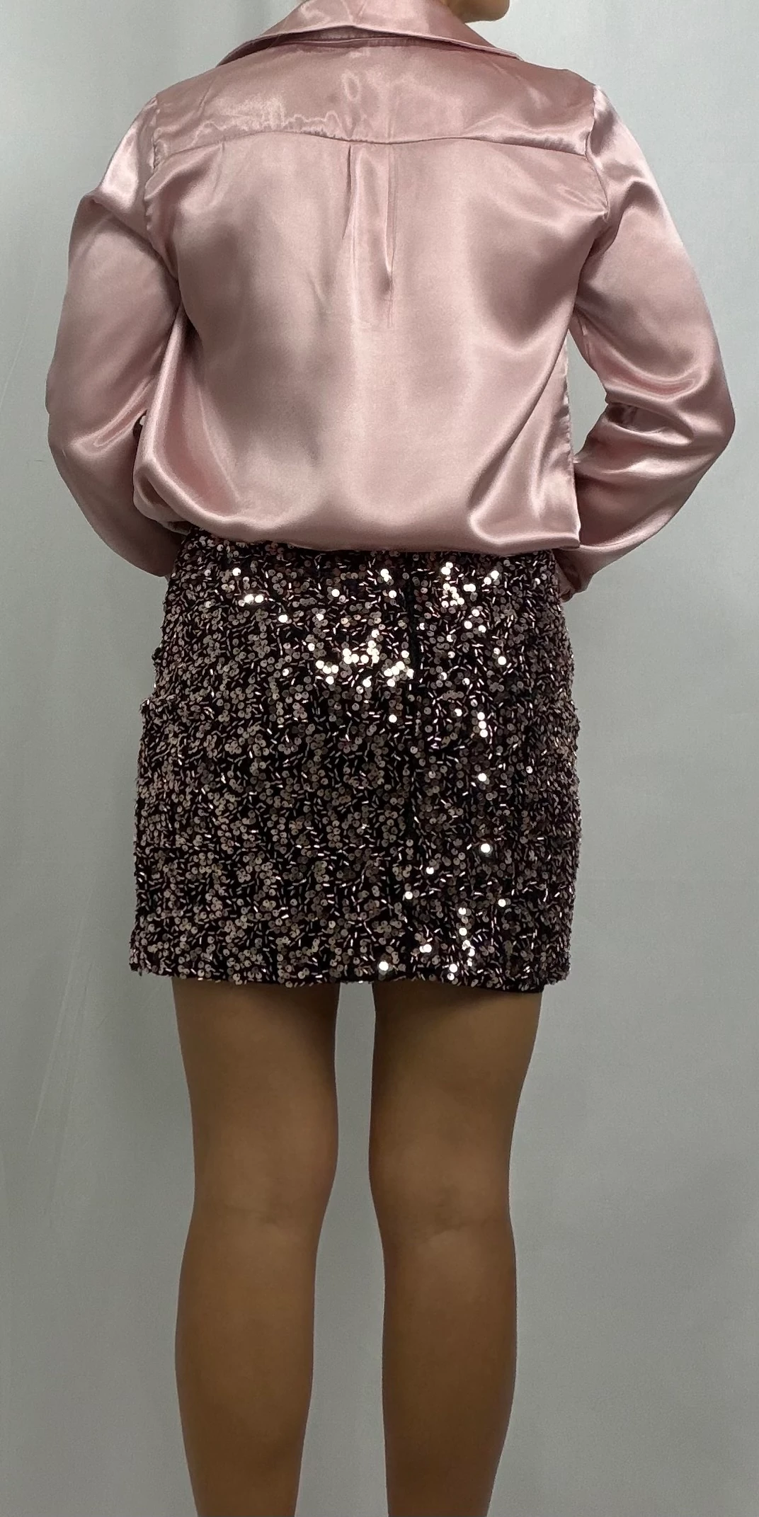 Payetli Mini Etek Pembe