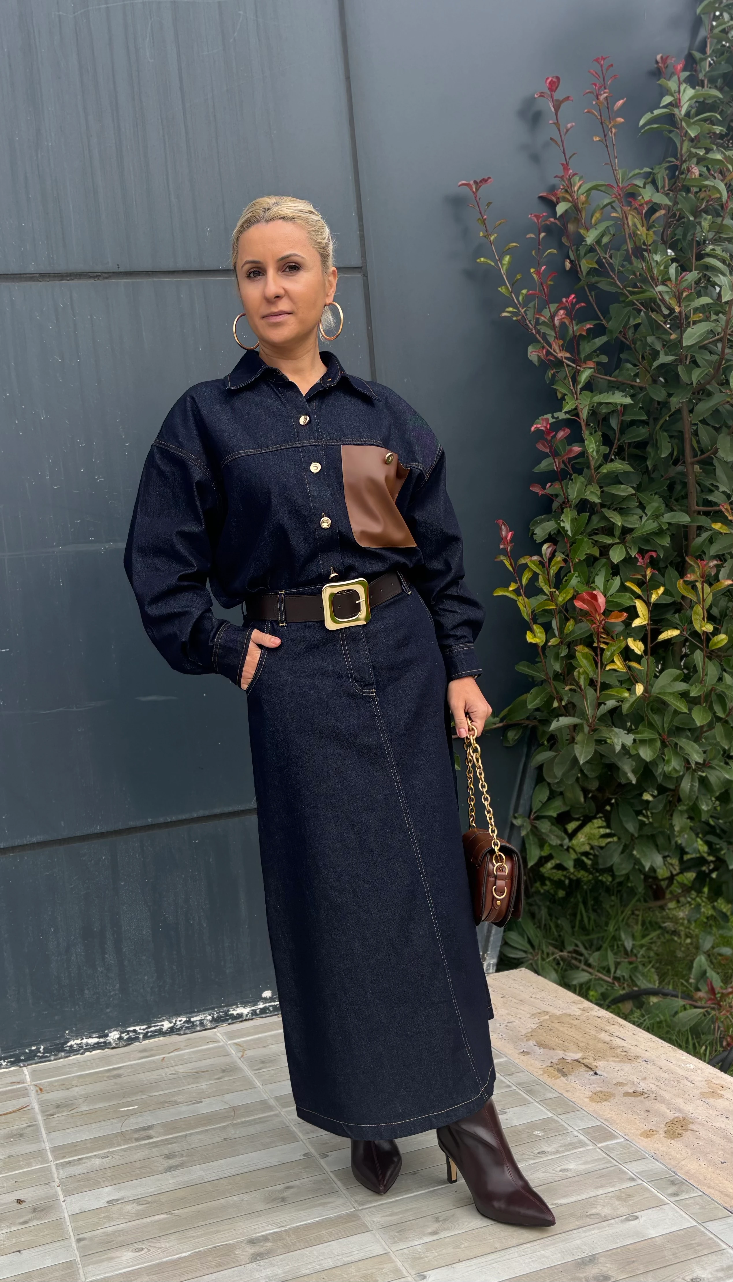 Rins Yıkama Etek - Gömlek Takım