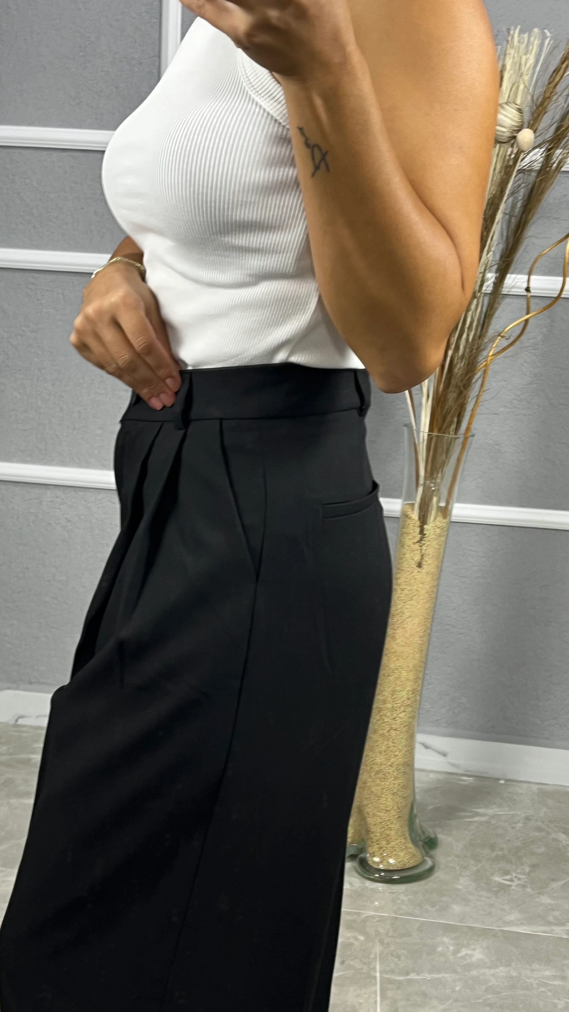 Siyah Renk Palazzo Pantolon