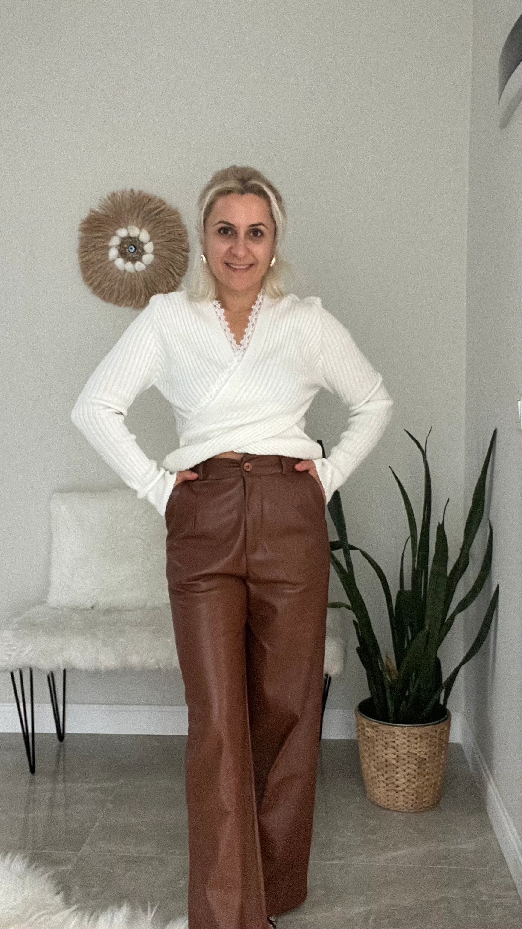 Kahverenk Deri Pantolon