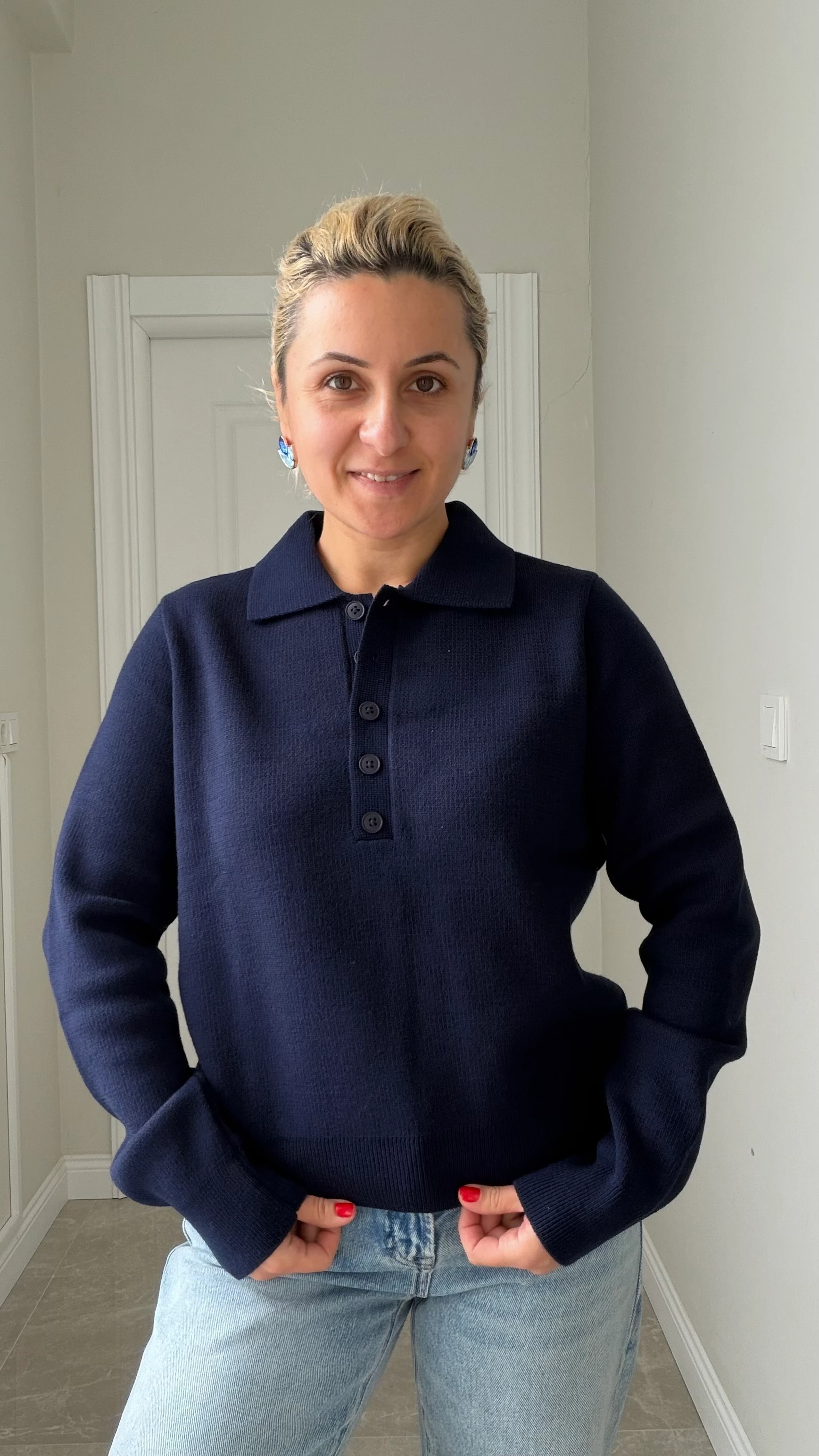 Polo Yaka Kazak Lacivert Renk