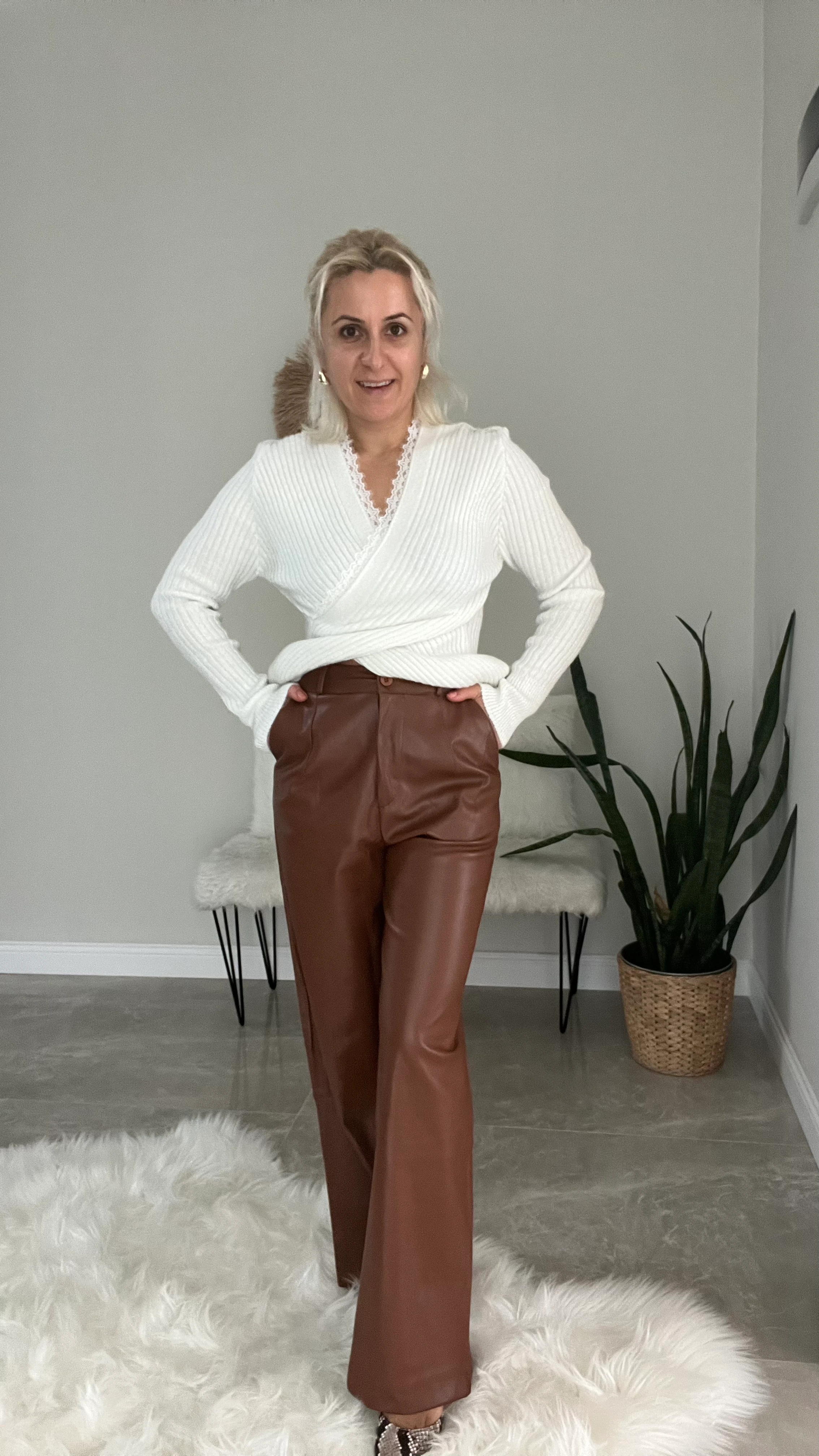 Kahverenk Deri Pantolon