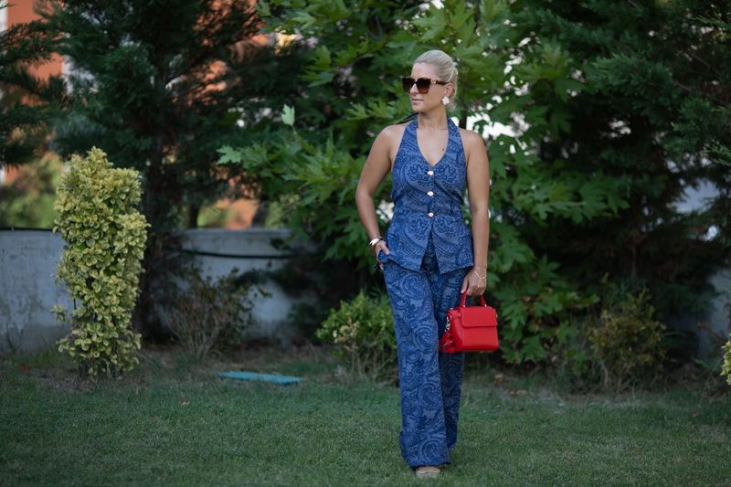 Şal Desen Denim Takım