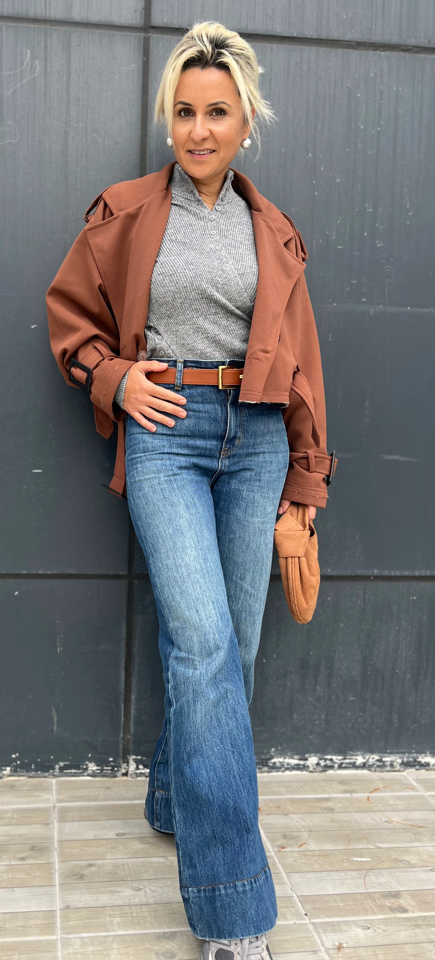 Mavi Yüksek Bel Flare Jean