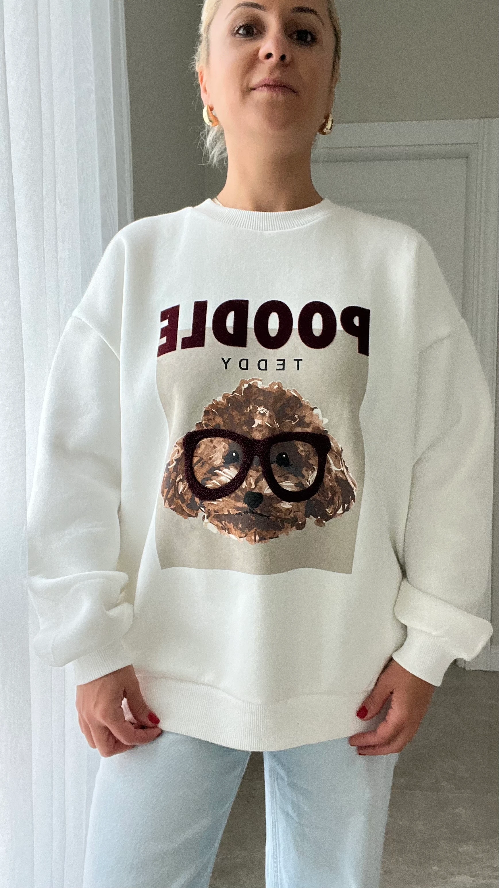 Oversize Kalıp Baskılı Sweatshirt 