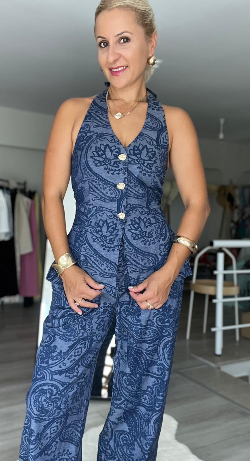 Şal Desen Denim Takım
