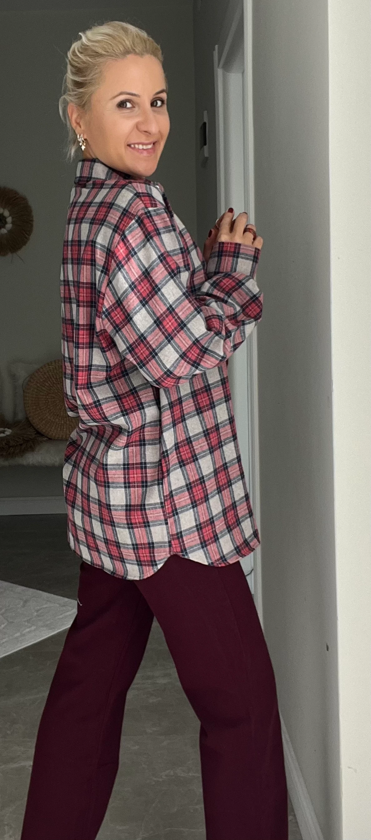 Kırmızı-Bej  Kareli Oduncu Gömlek 