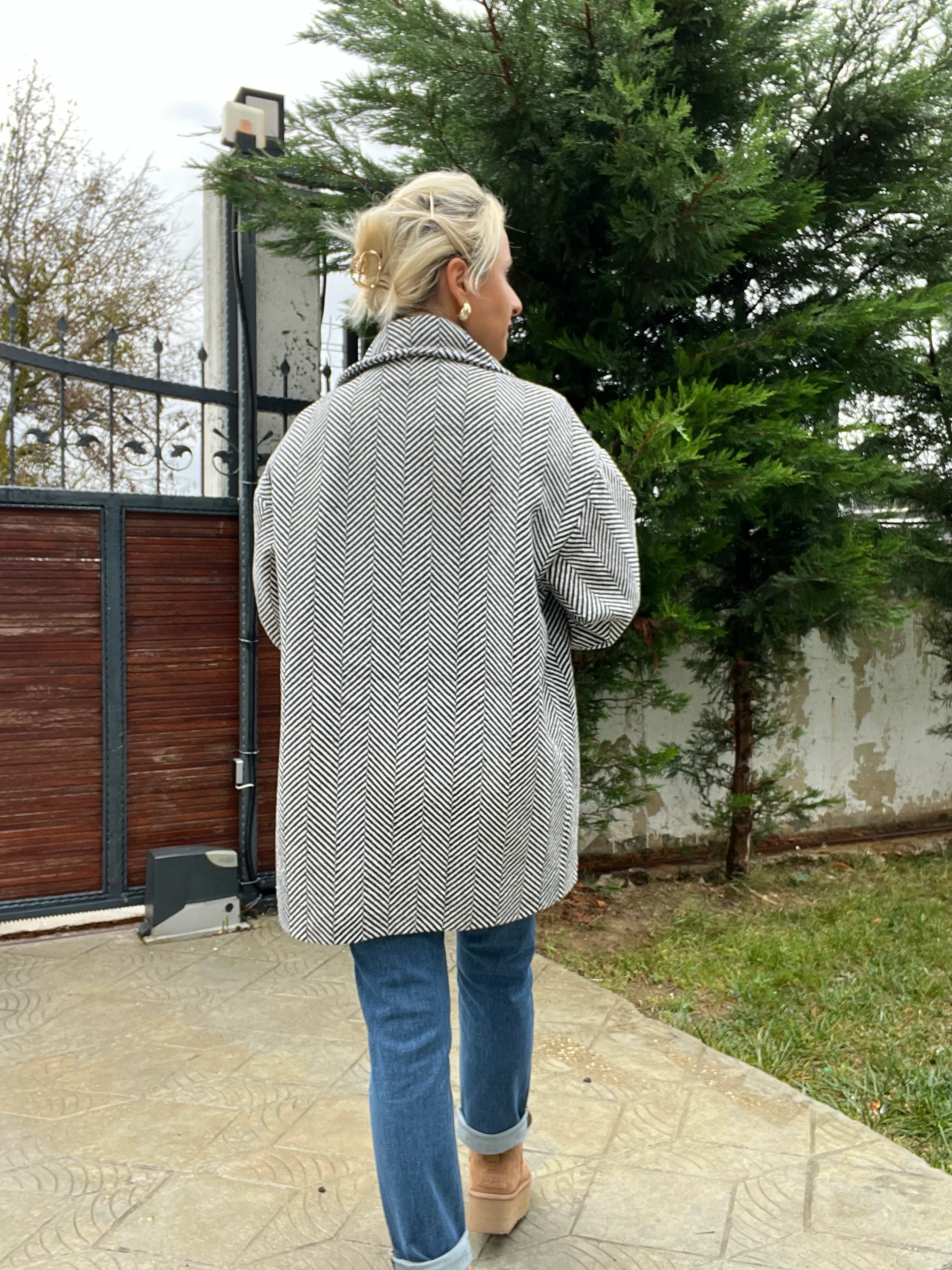 Balık Sırtı Kaban Siyah