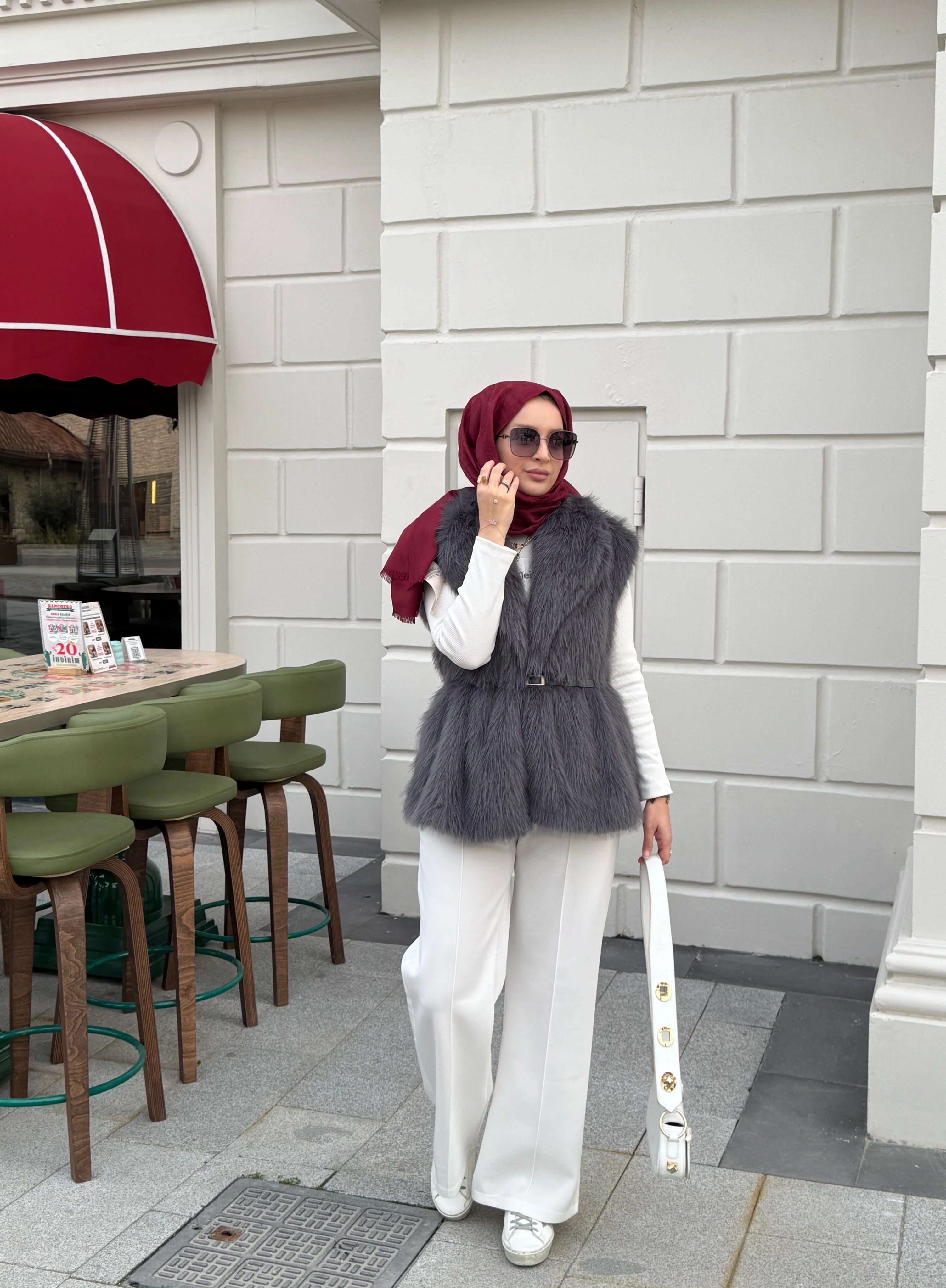 Royal kürk yelek - gri