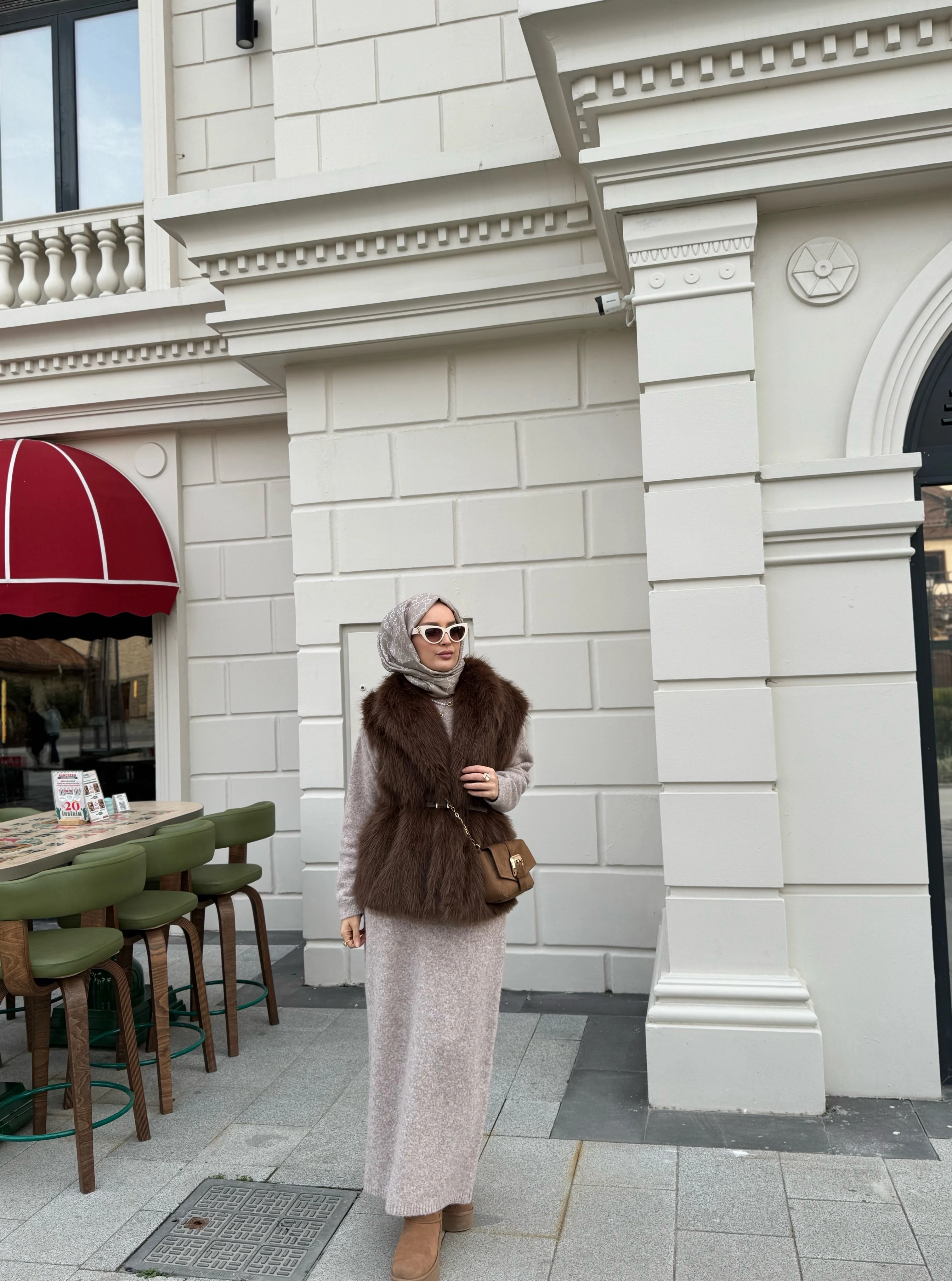 Royal kürk yelek - kahverengi