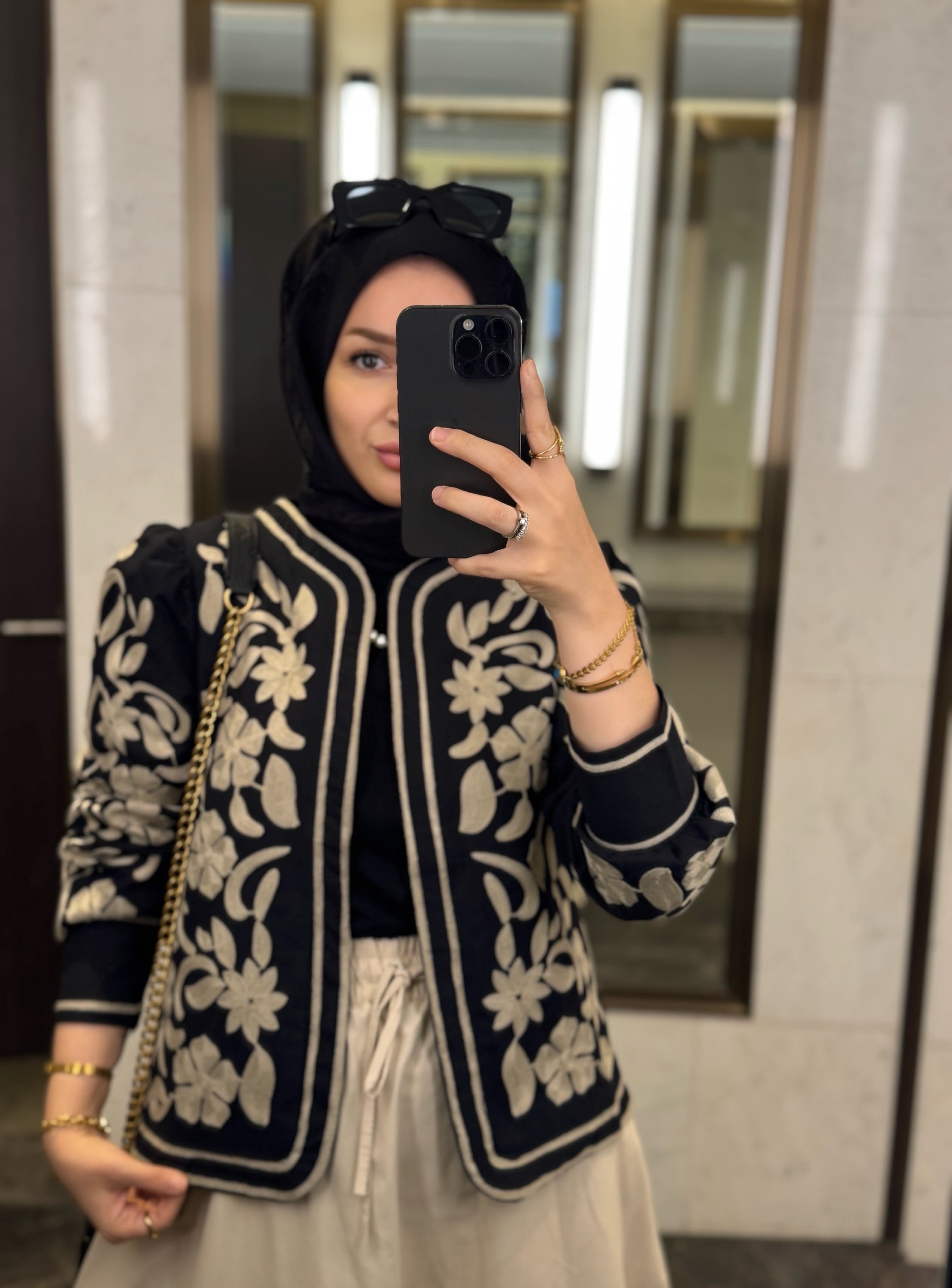 Nakışlı ceket - siyah 