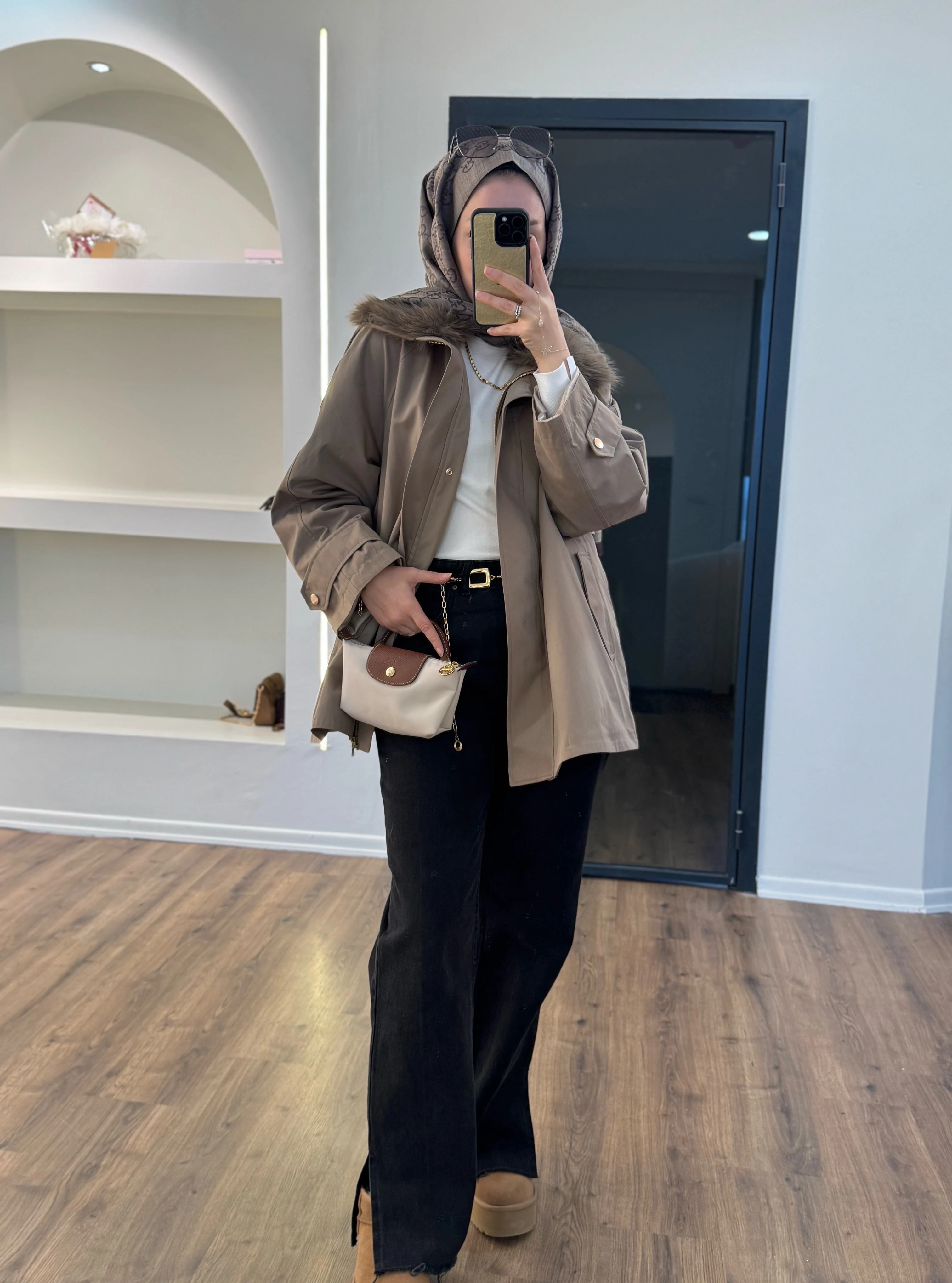 Kürklü parka - vizon