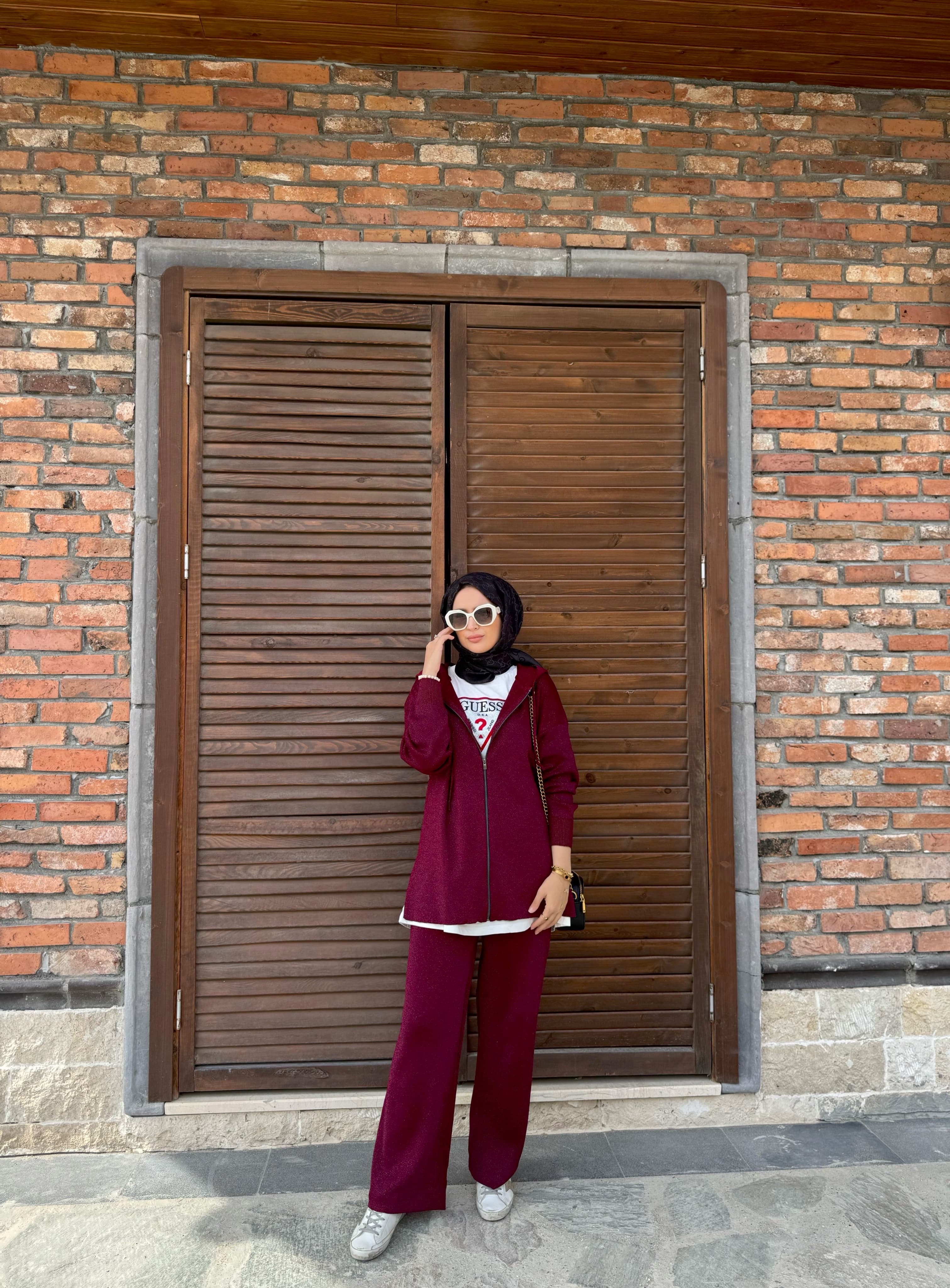 Simli takım - bordo
