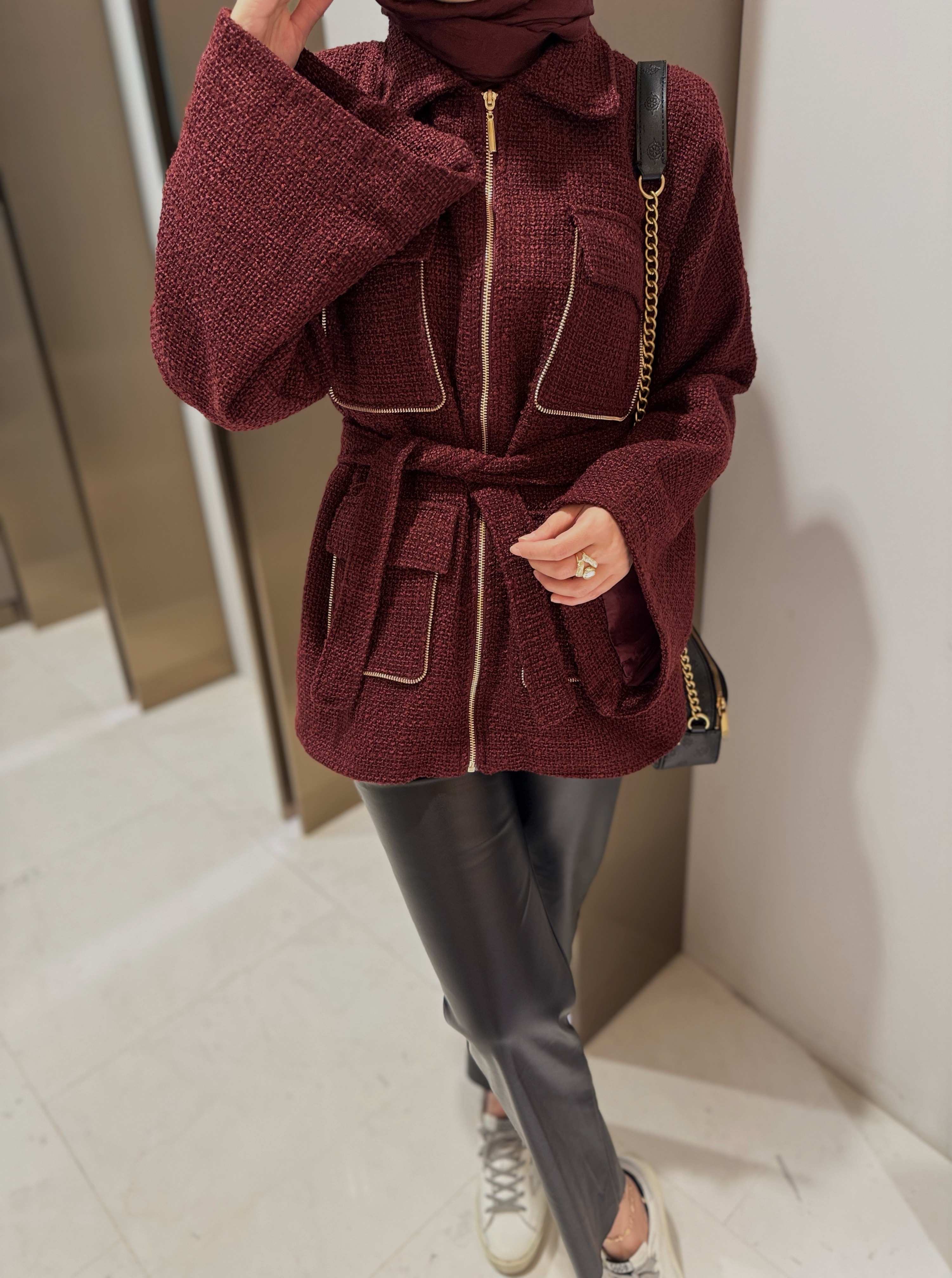 Tüvit ceket - bordo 