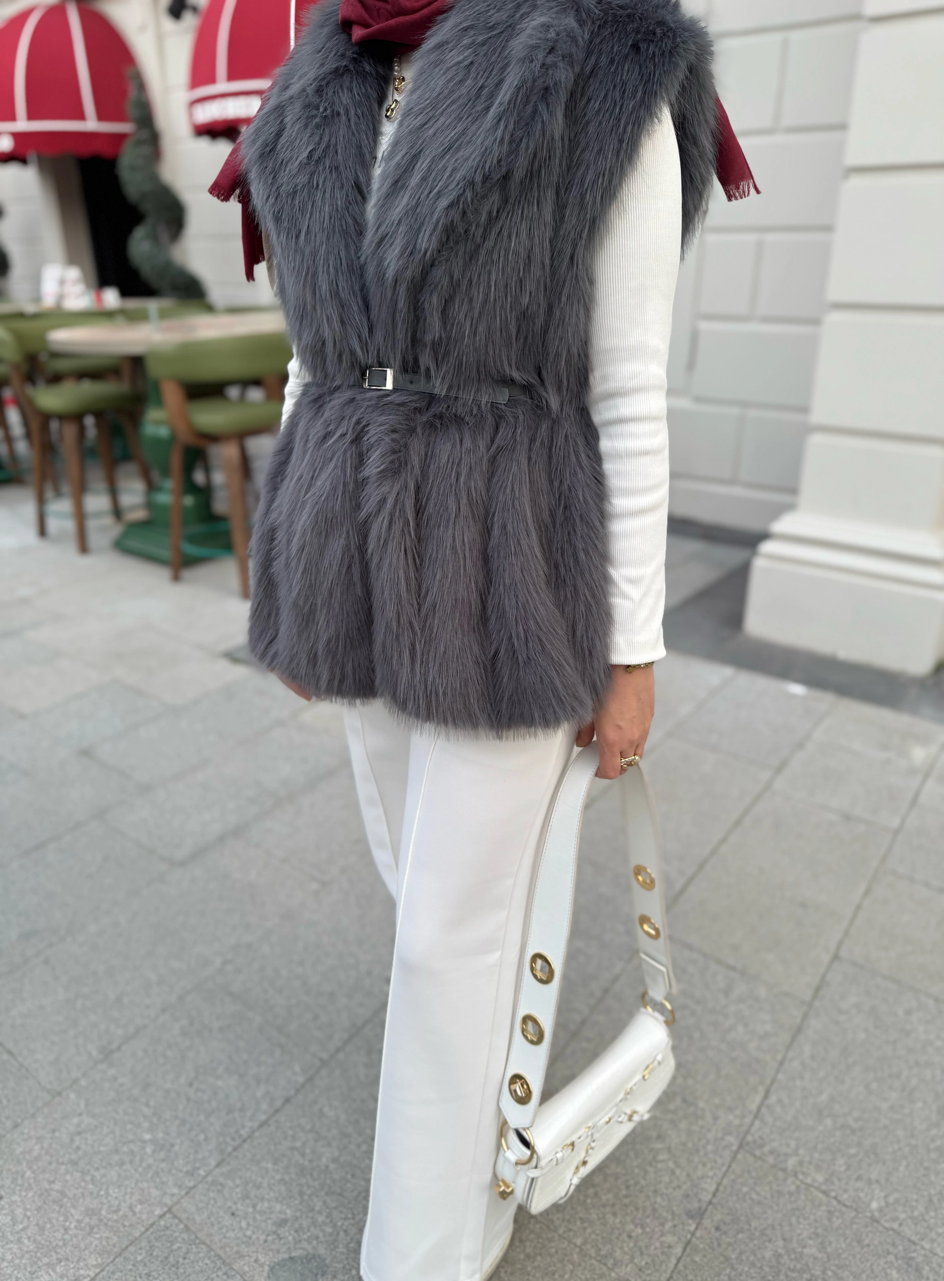 Royal kürk yelek - gri