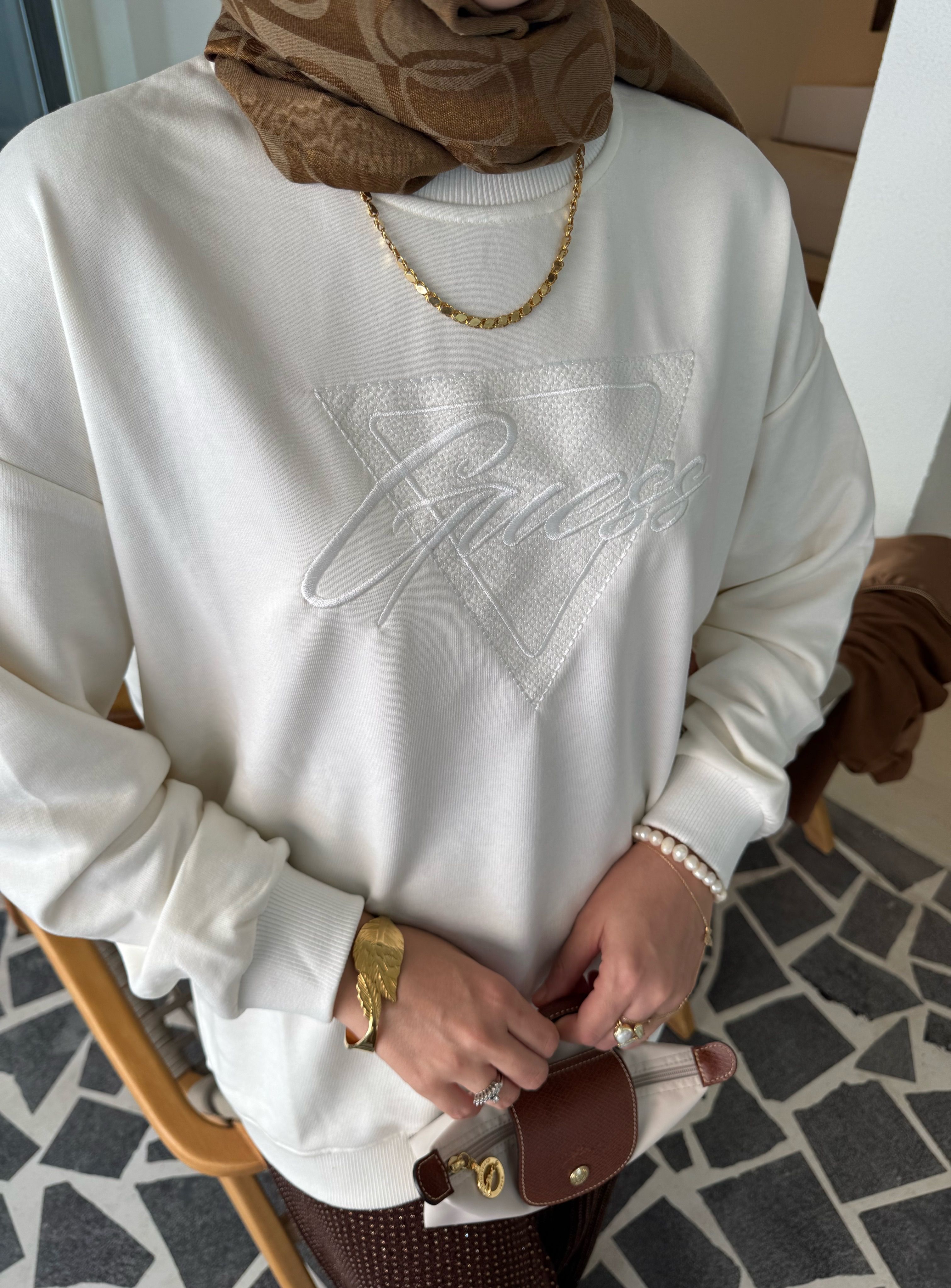 Gess sweatshirt - beyaz