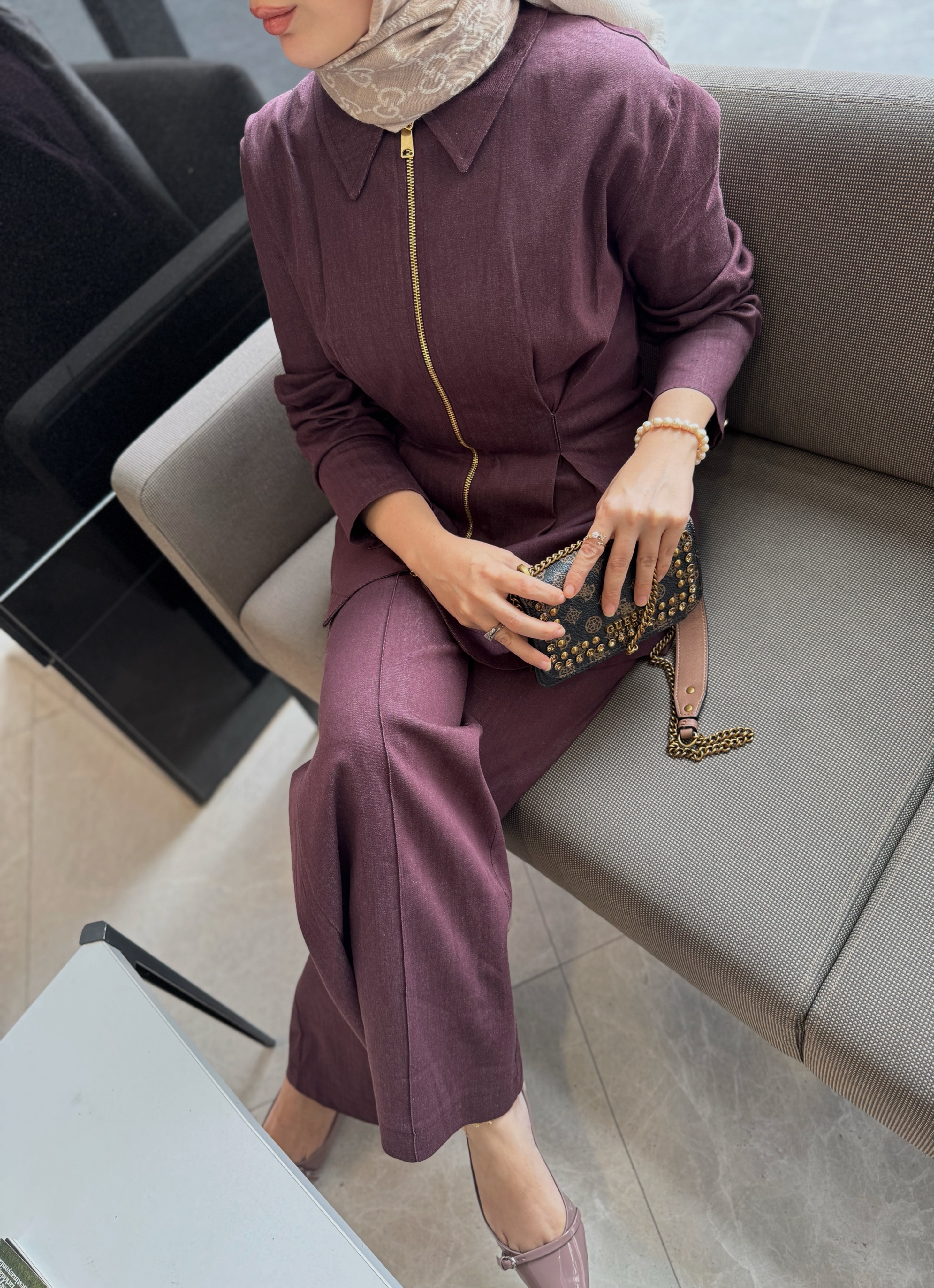 Dora denim takım - mürdüm (ÖN SİPARİŞ)