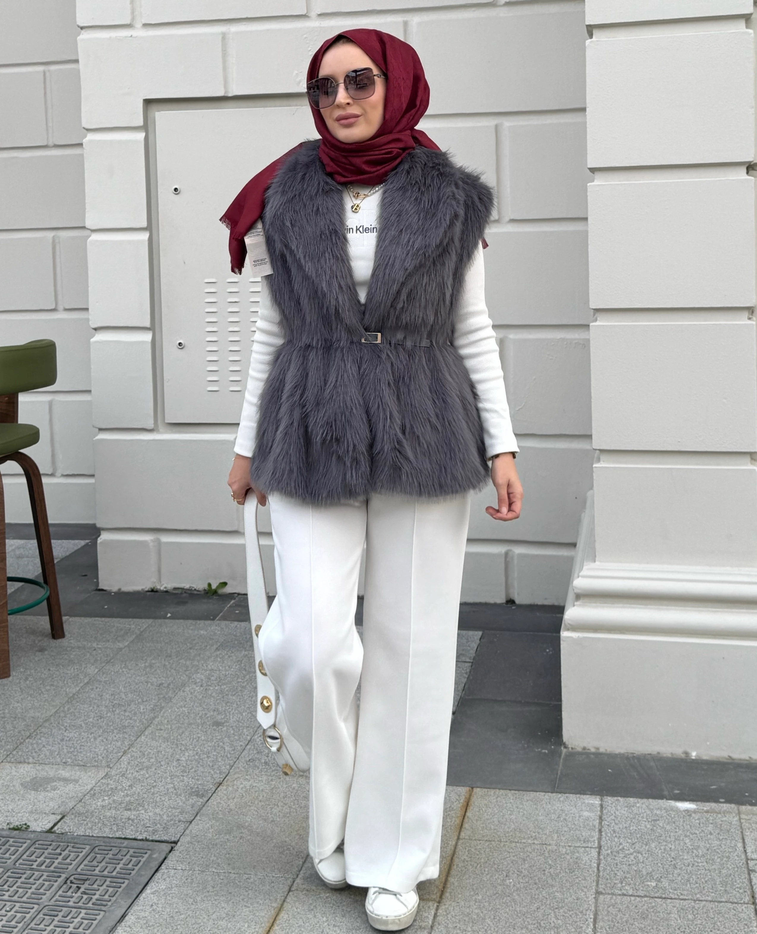 Royal kürk yelek - gri