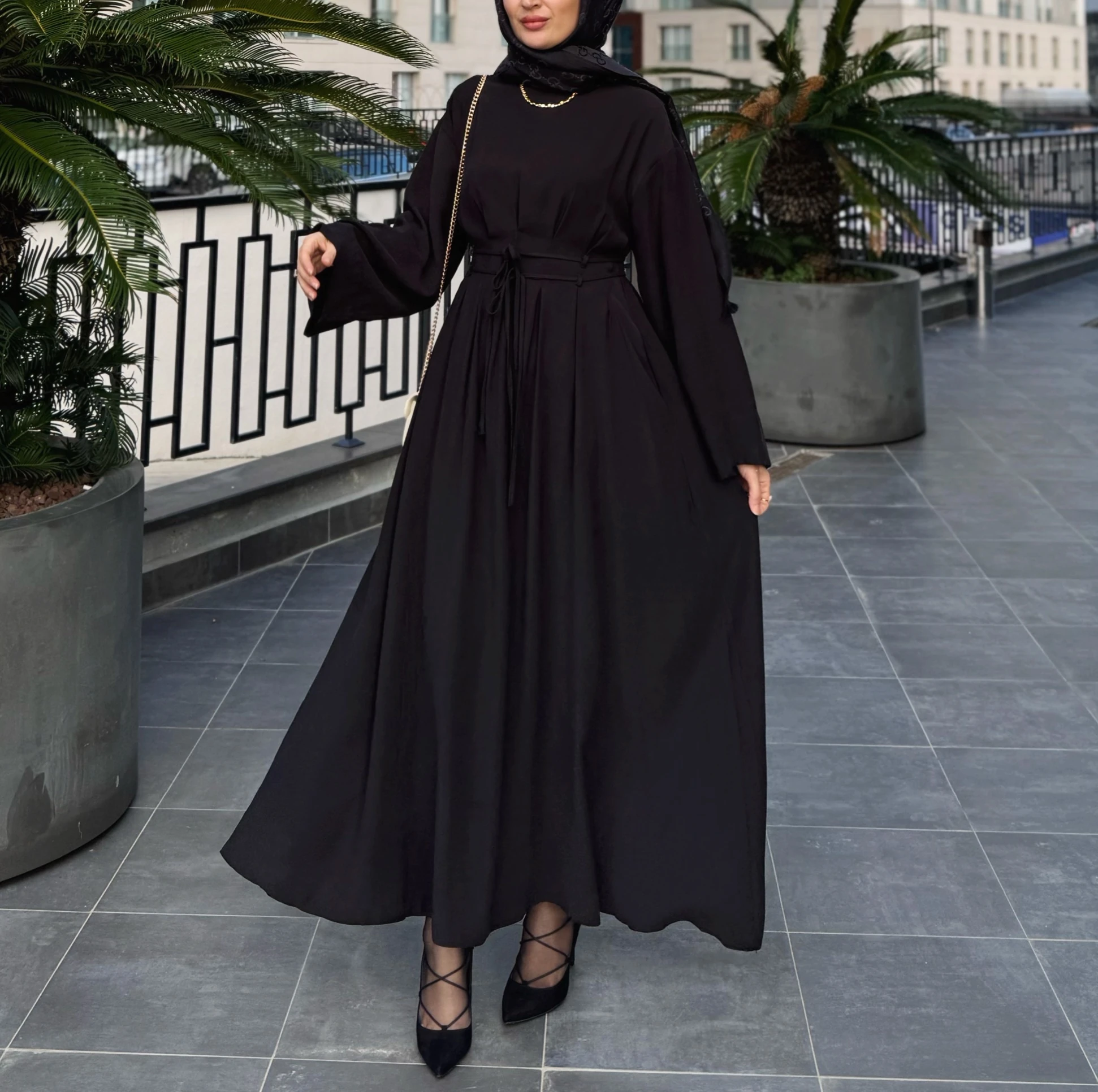 Narin tensel elbise - siyah