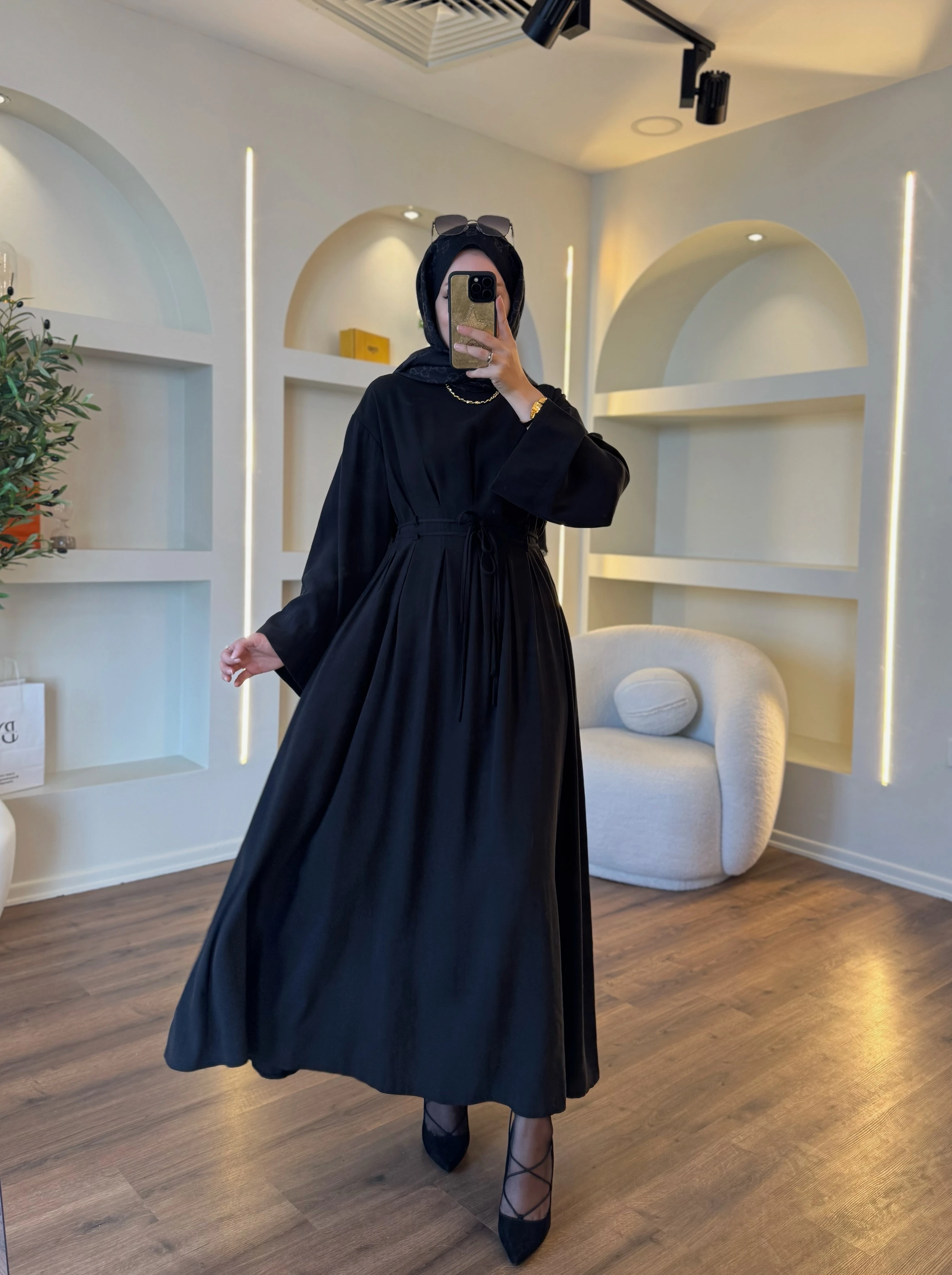 Narin tensel elbise - siyah