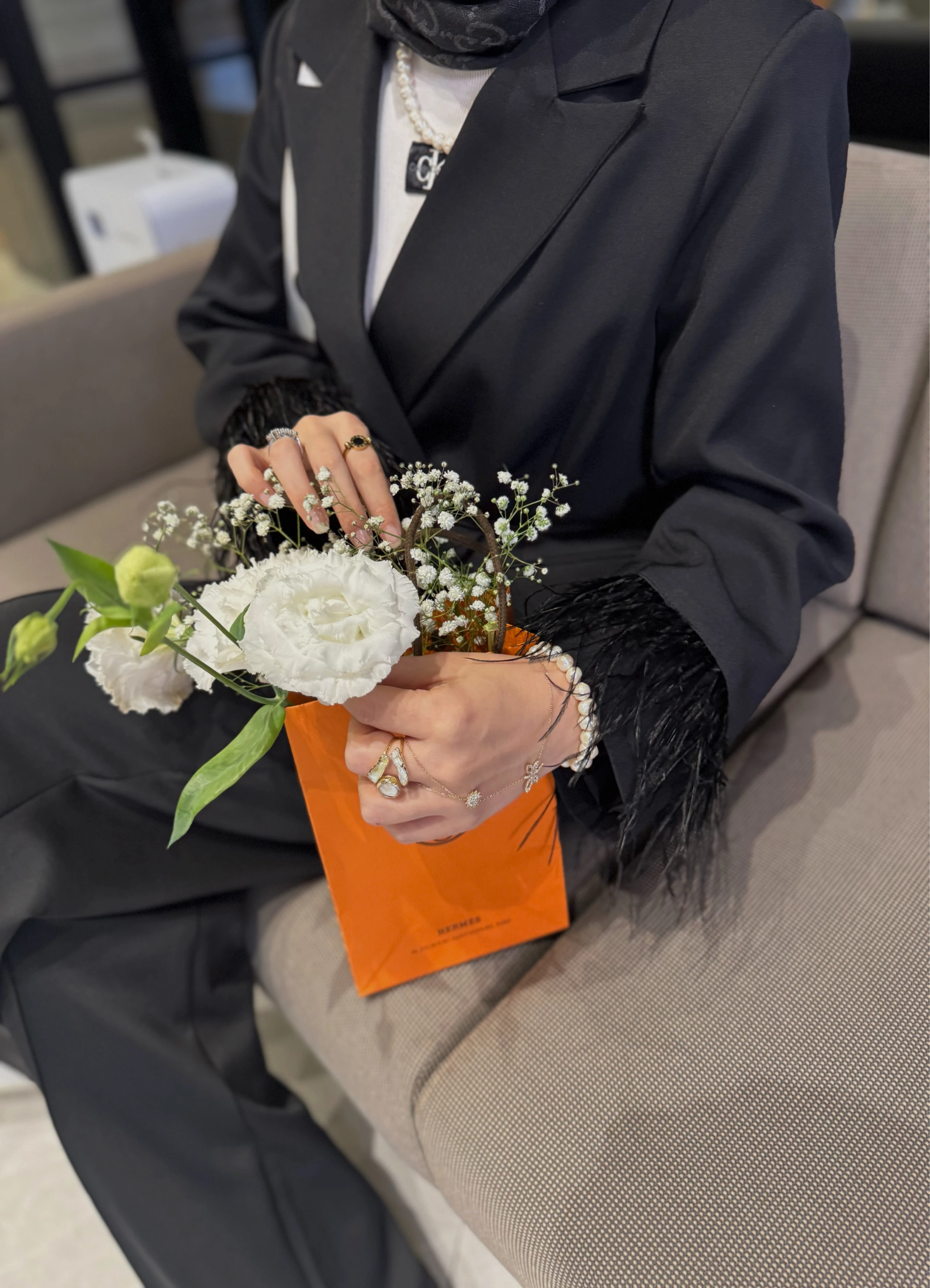 Otrişli ceket - siyah