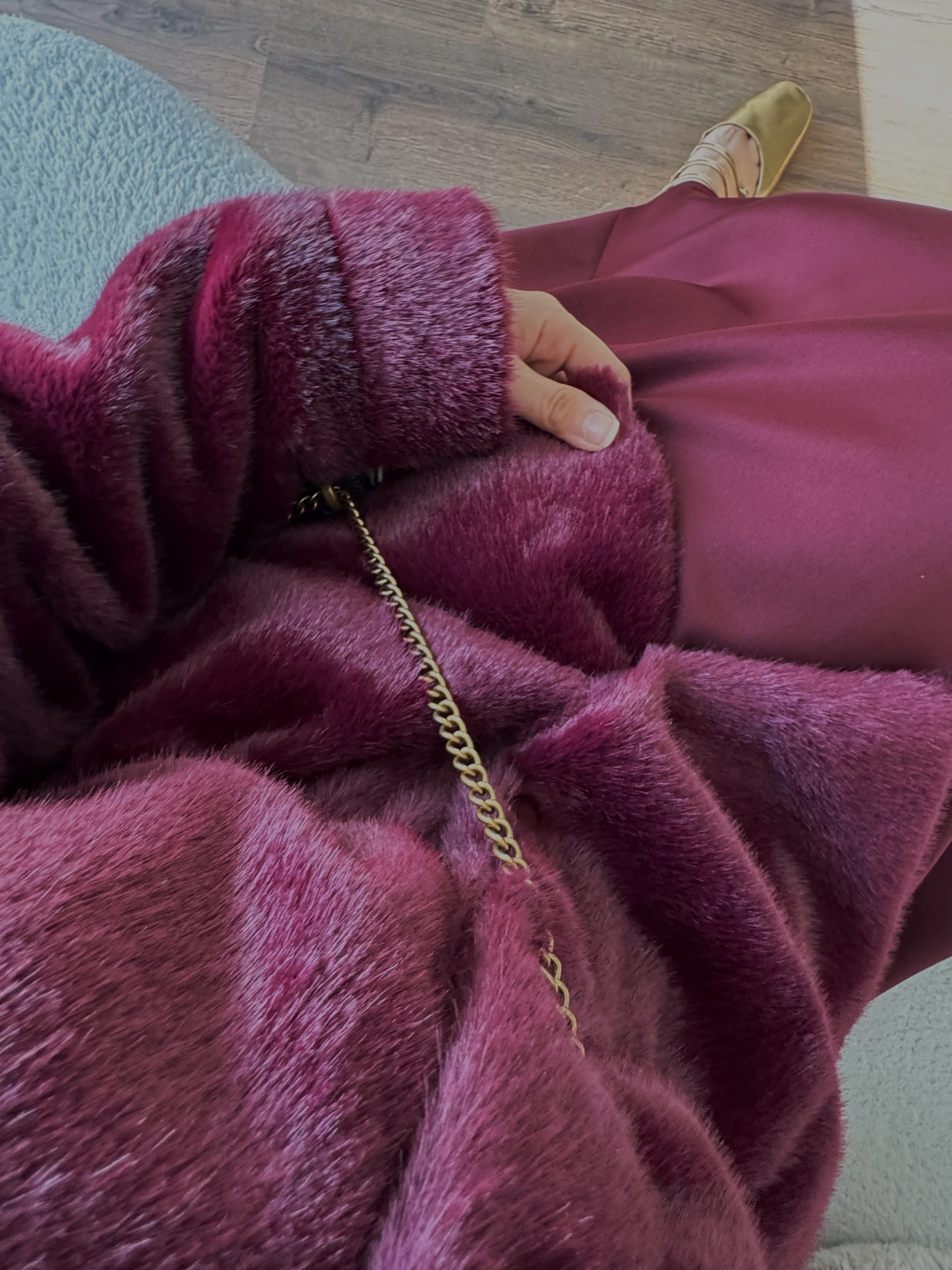 Bella kürk ceket - bordo