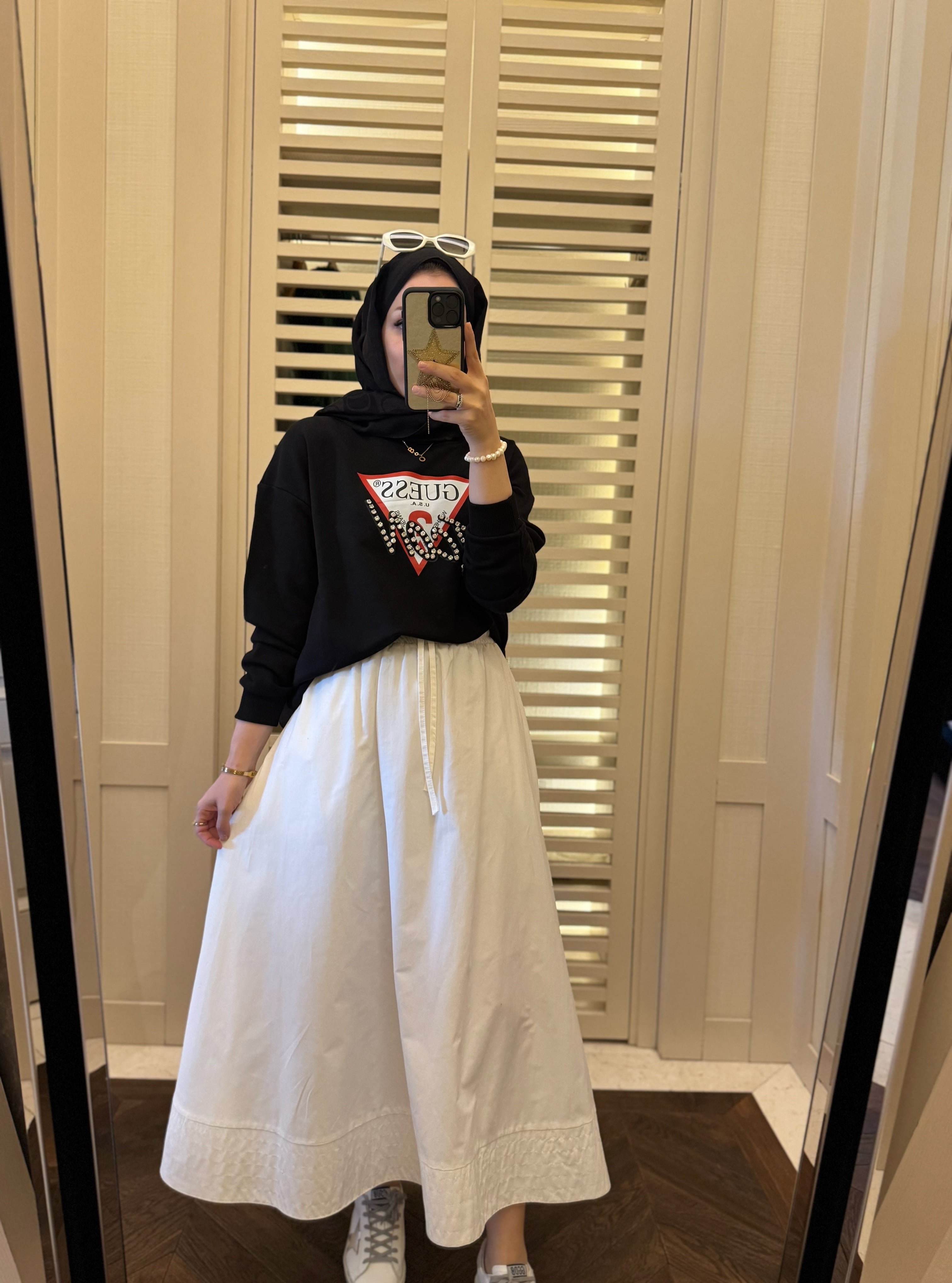 Muadil taşlı sweatshirt - siyah
