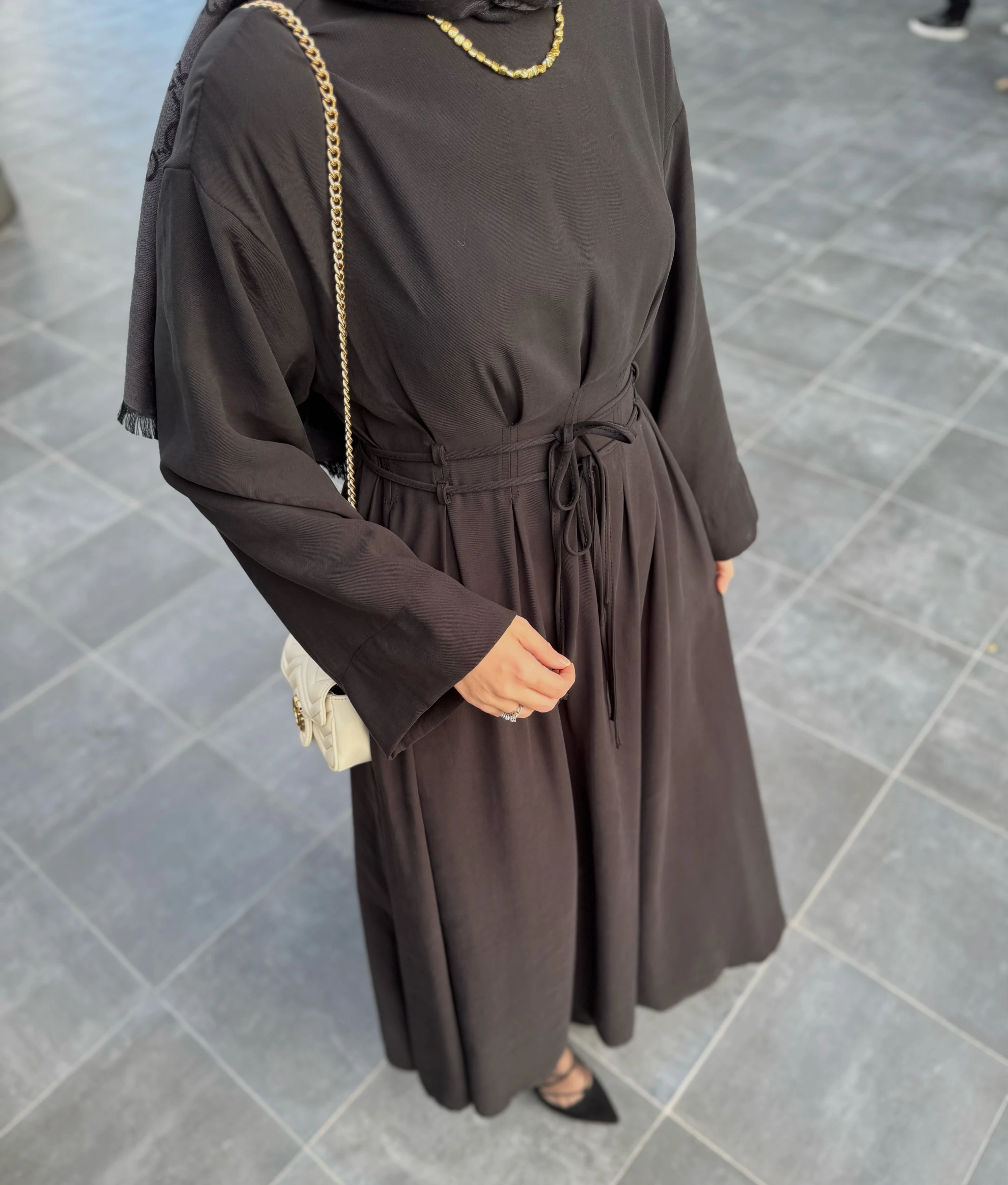 Narin tensel elbise - siyah