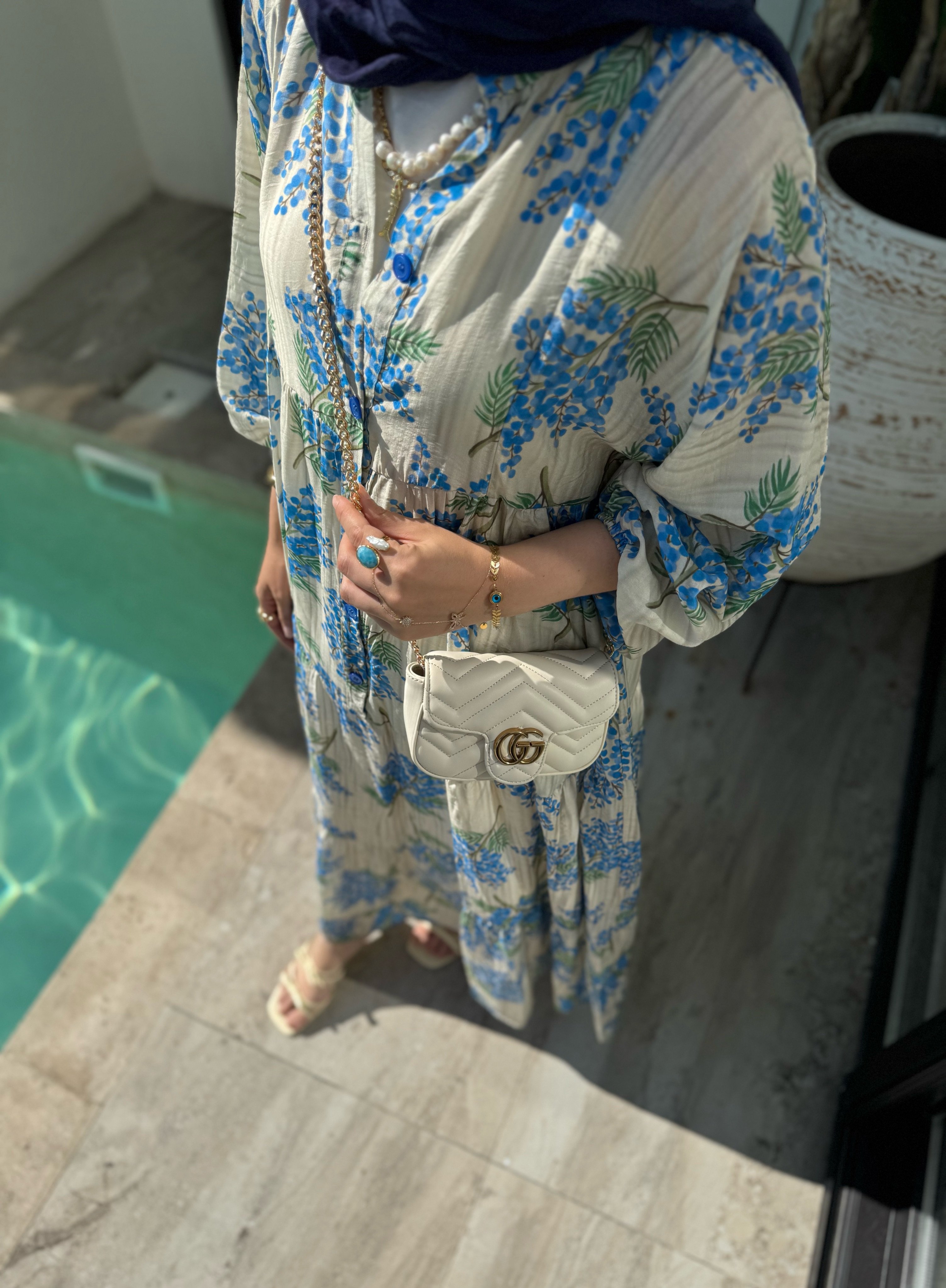 Mimoza elbise - mavi