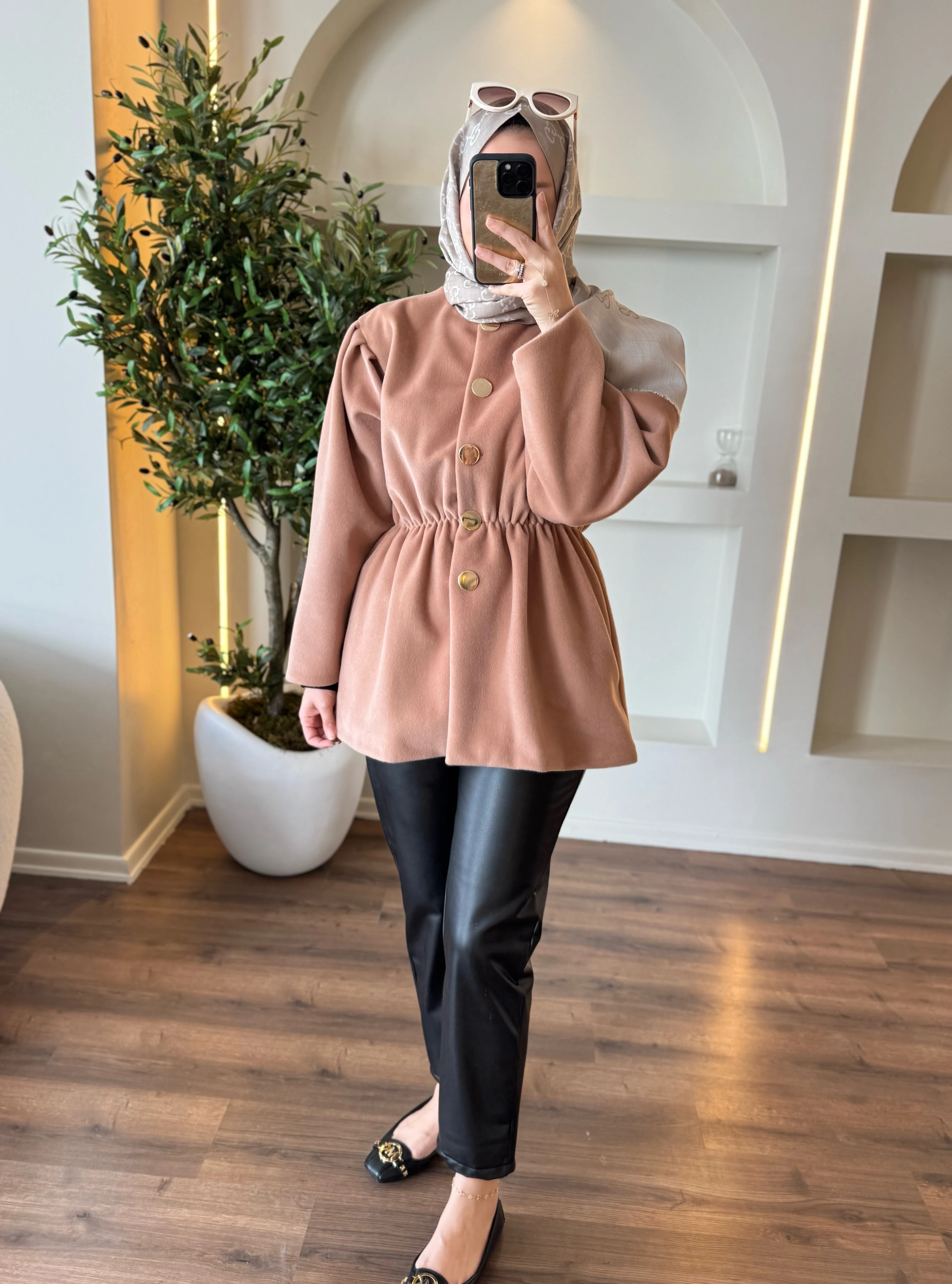 Lidya kürk ceket - camel