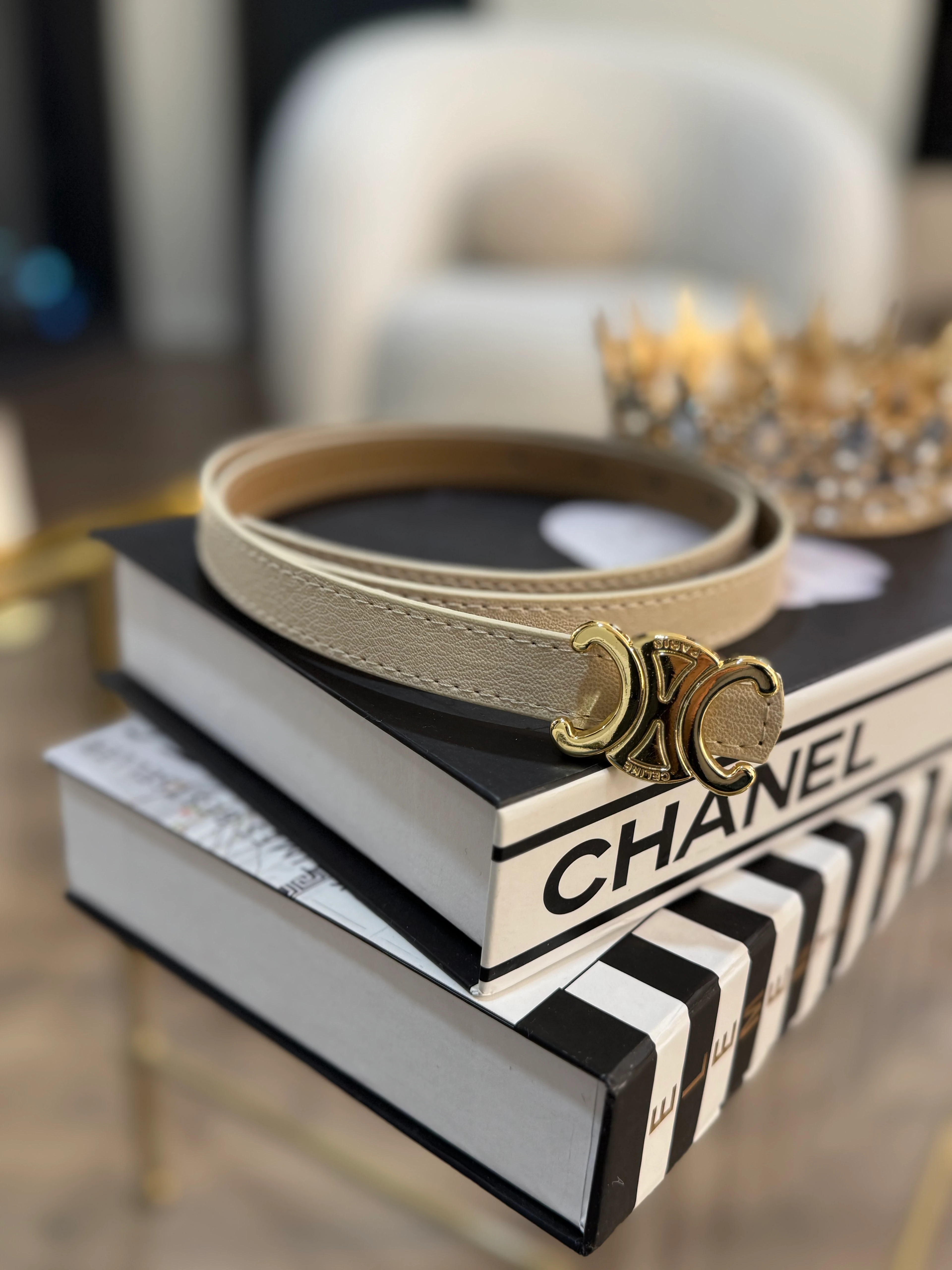 İthal tokalı kemer - krem