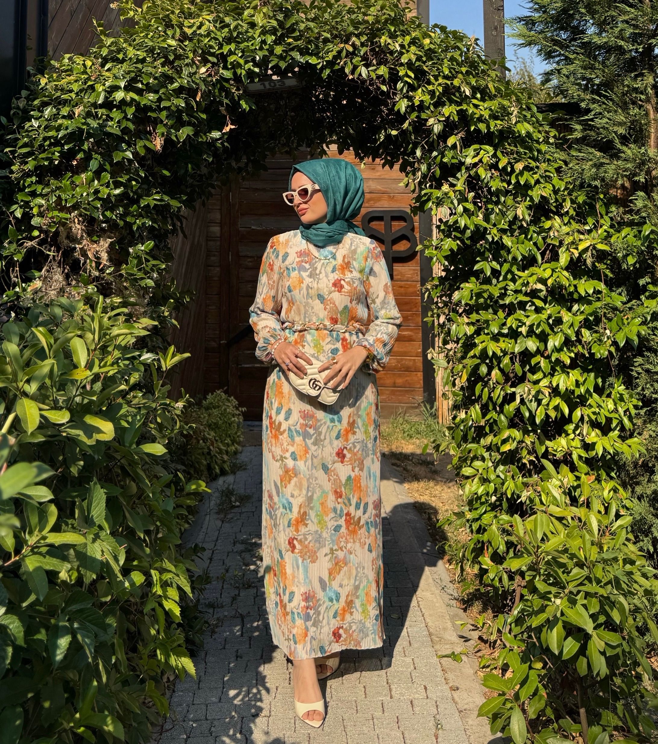 Elegant elbise - petrol mavisi