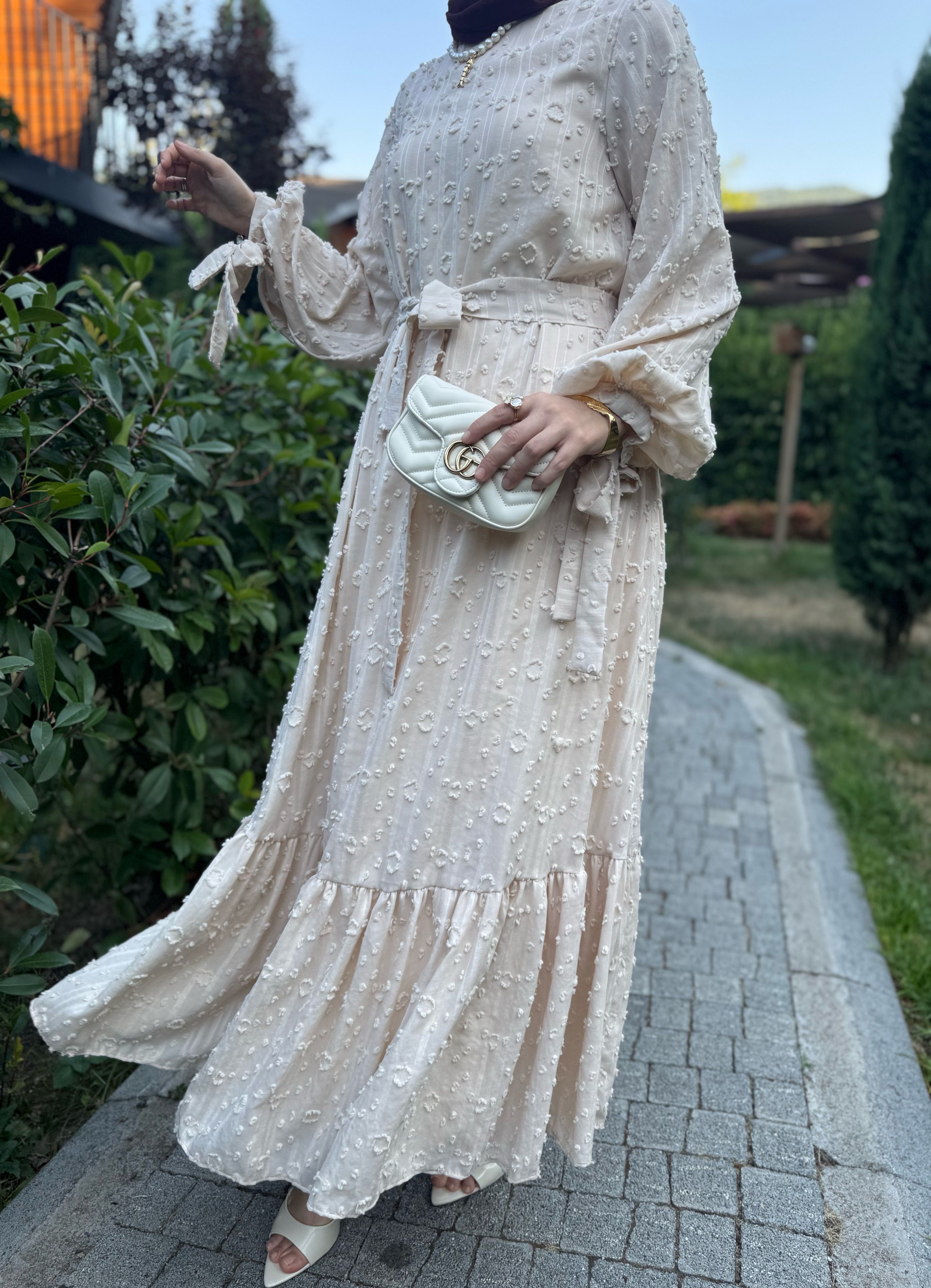 İnci elbise - nude