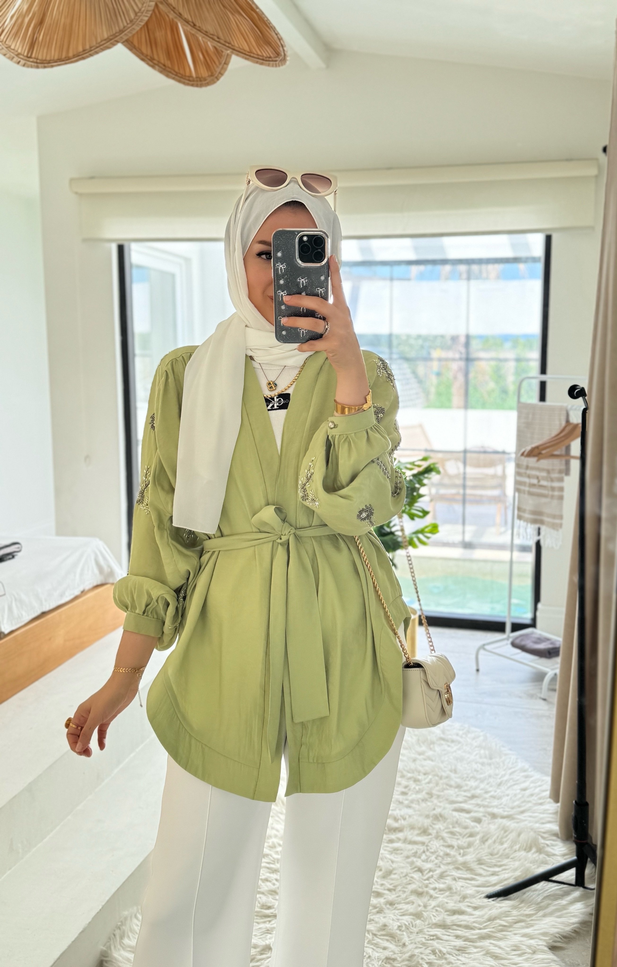 Nakışlı Kimono - yeşil 