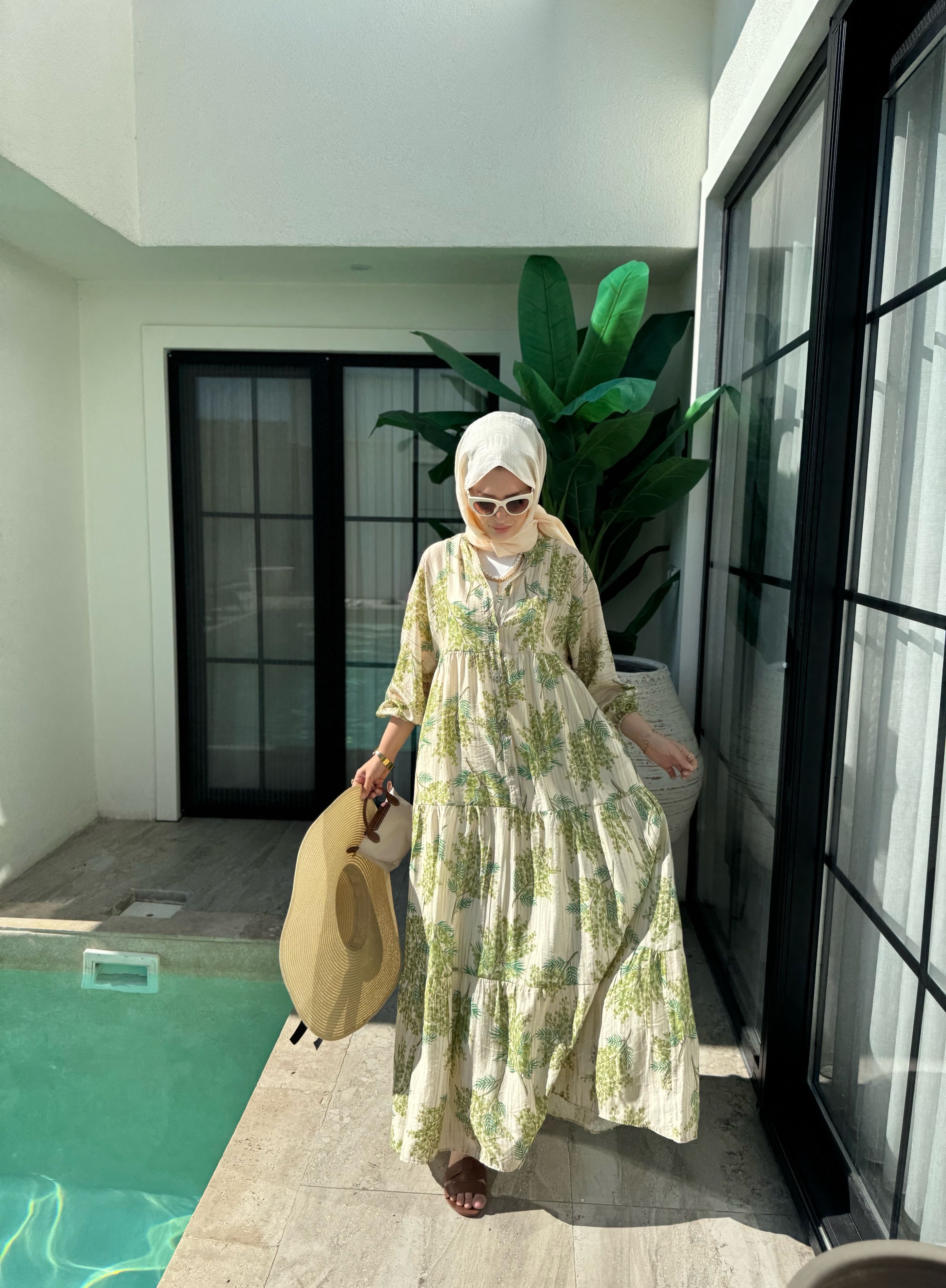 Mimoza elbise - yeşil