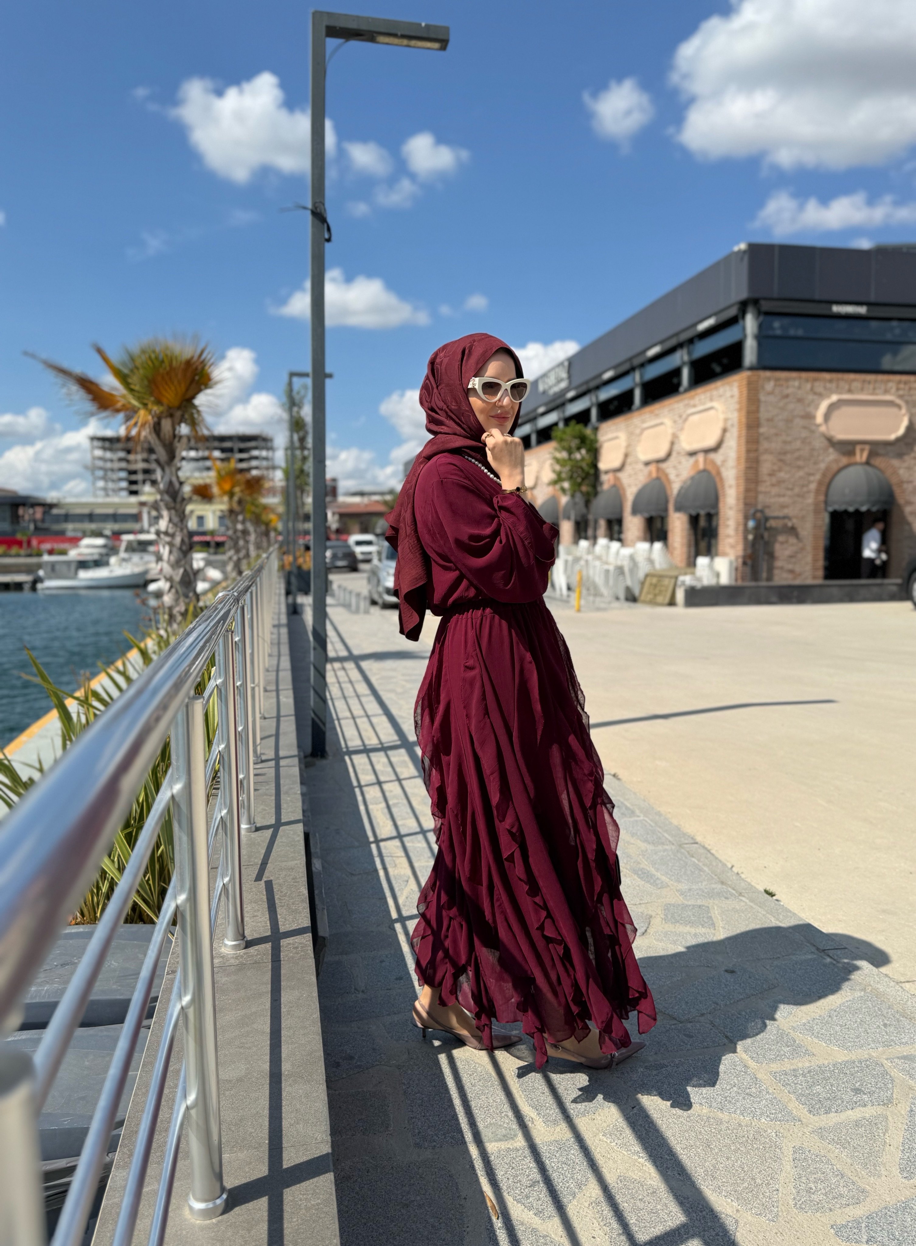 Perla etekli takım- bordo