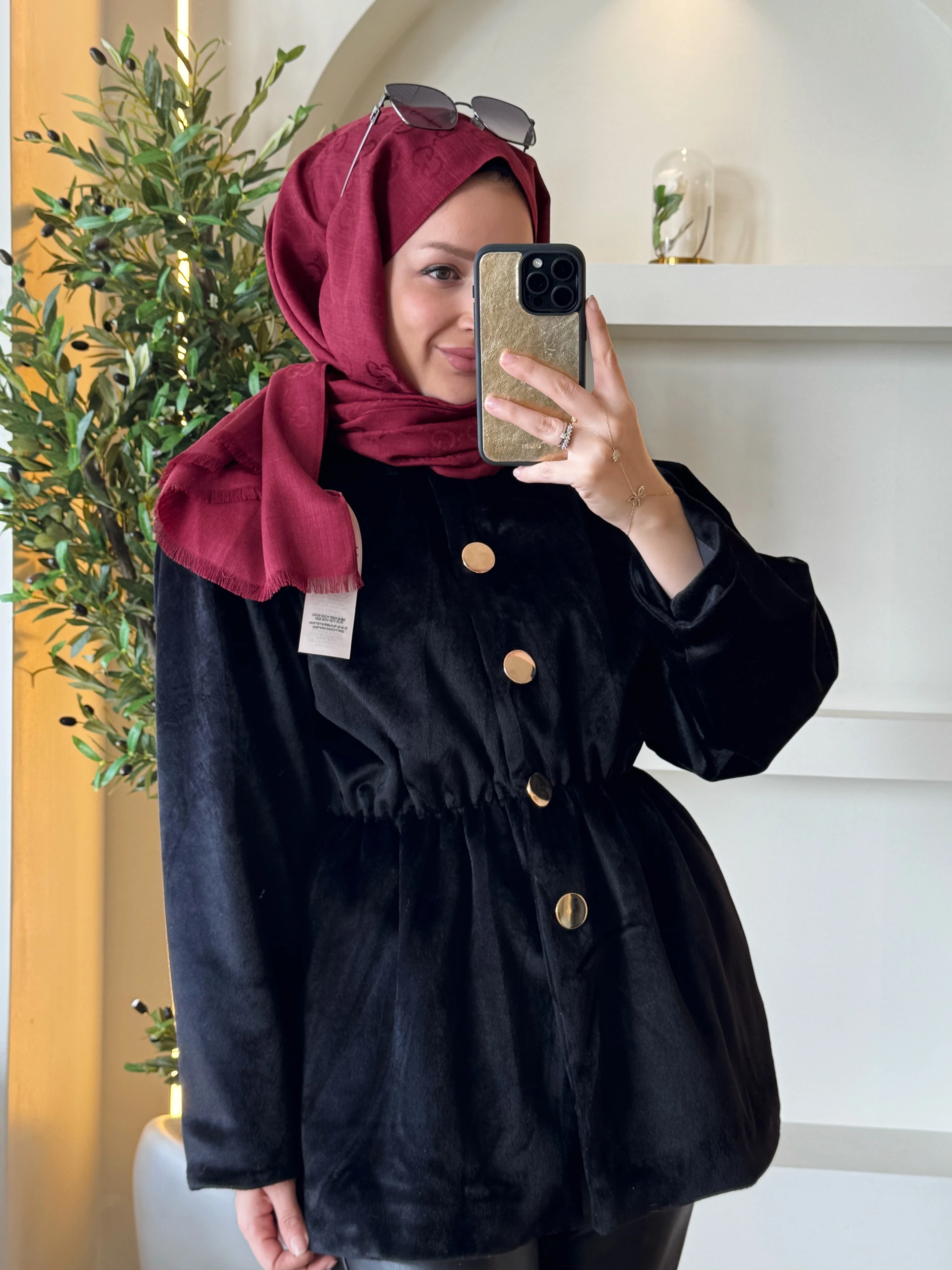 Lidya kürk ceket - siyah