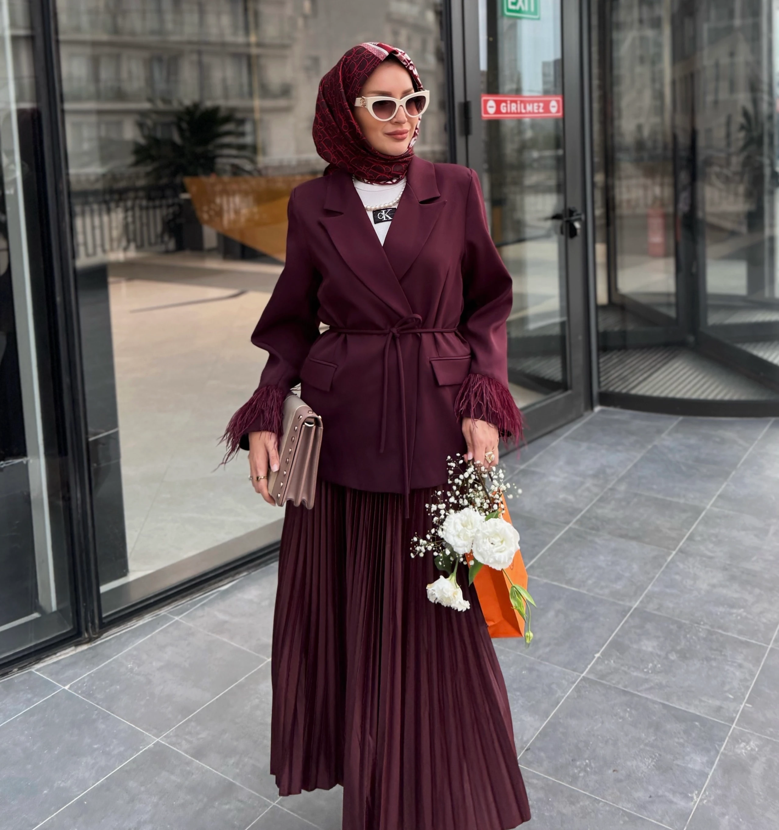 Otrişli ceket - bordo