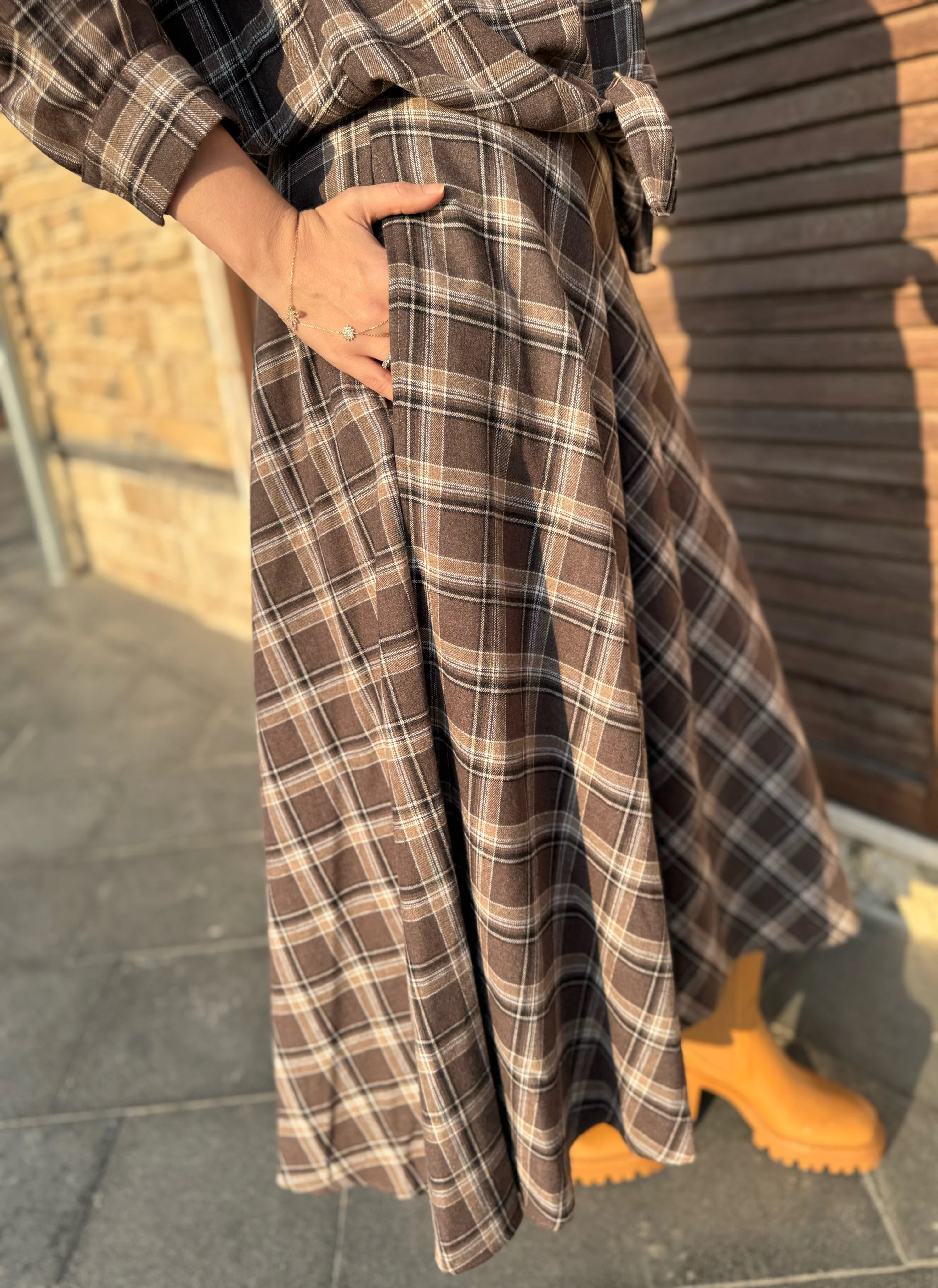 Ekoseli gömlek etek takım