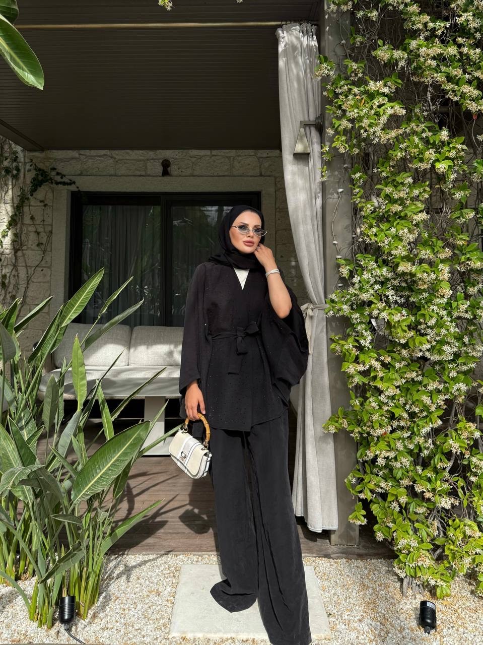 Lia taşlı takım-siyah