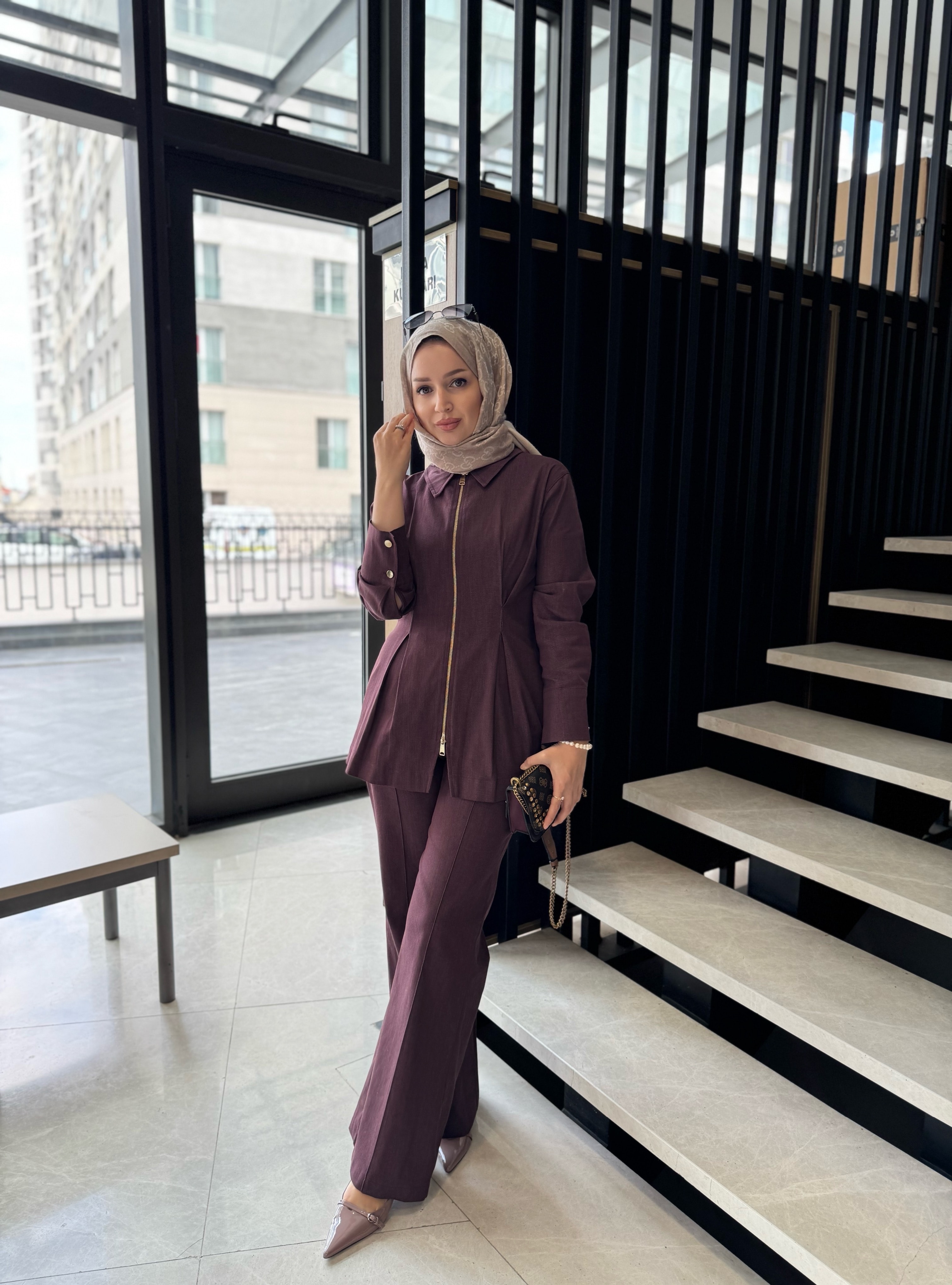 Dora denim takım - mürdüm (ÖN SİPARİŞ)