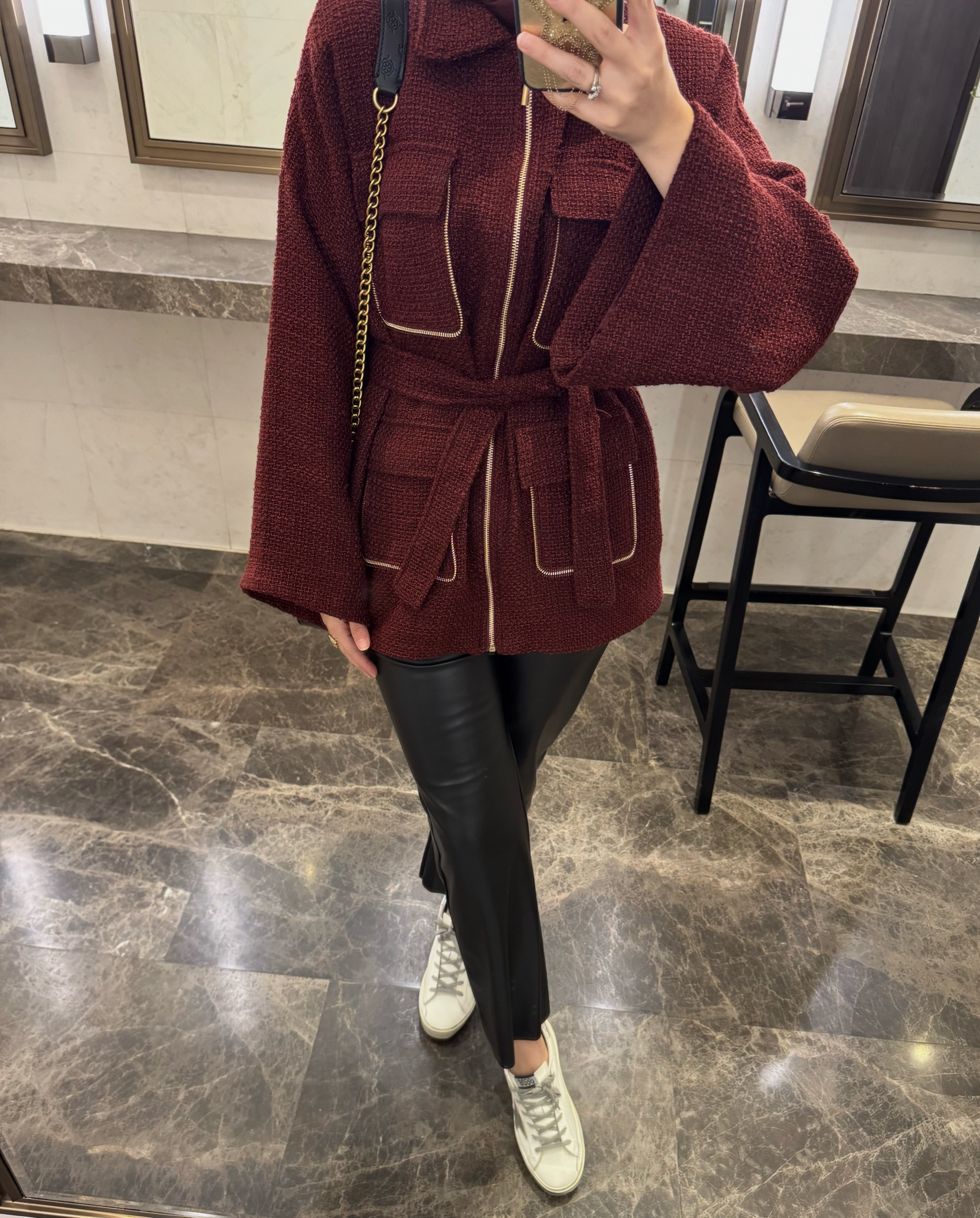 Tüvit ceket - bordo 