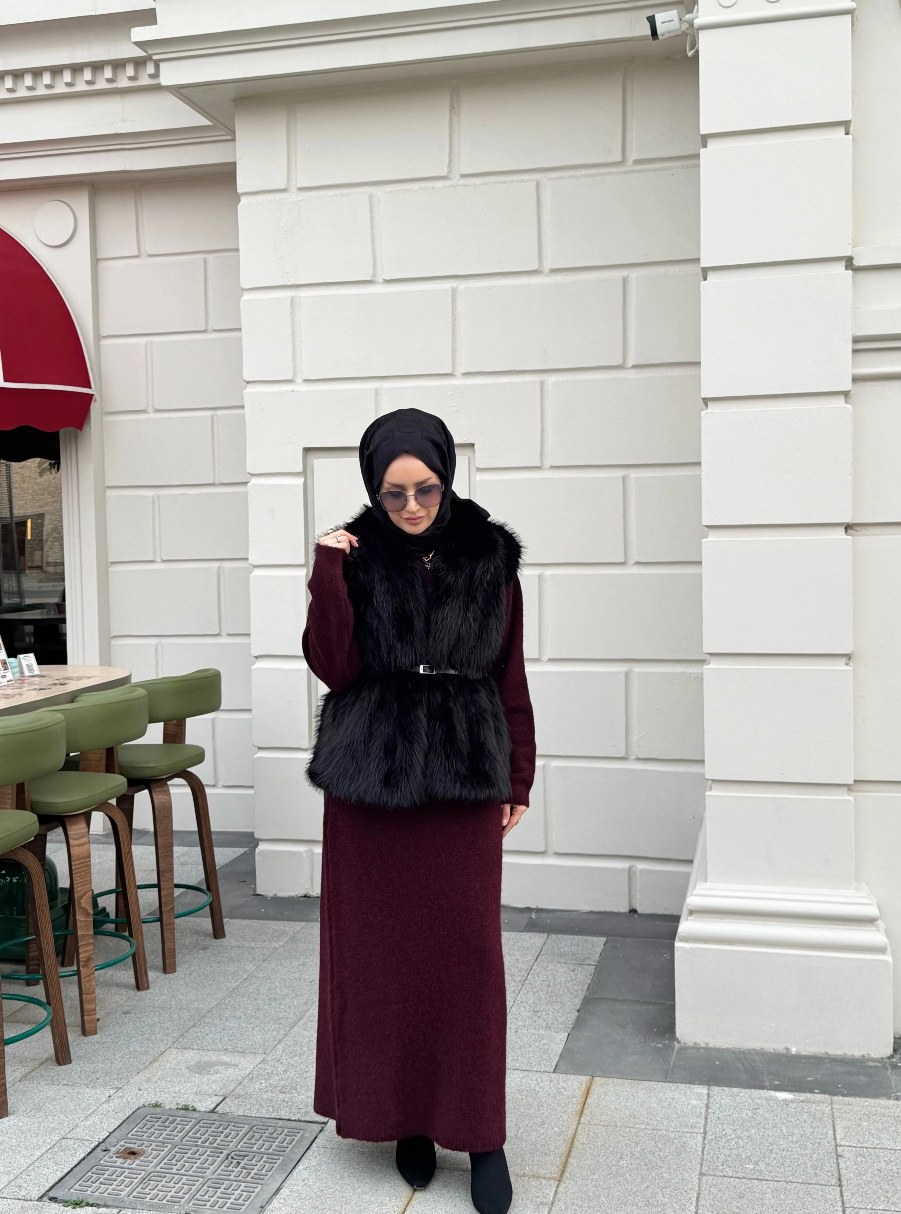 Royal kürk yelek - siyah