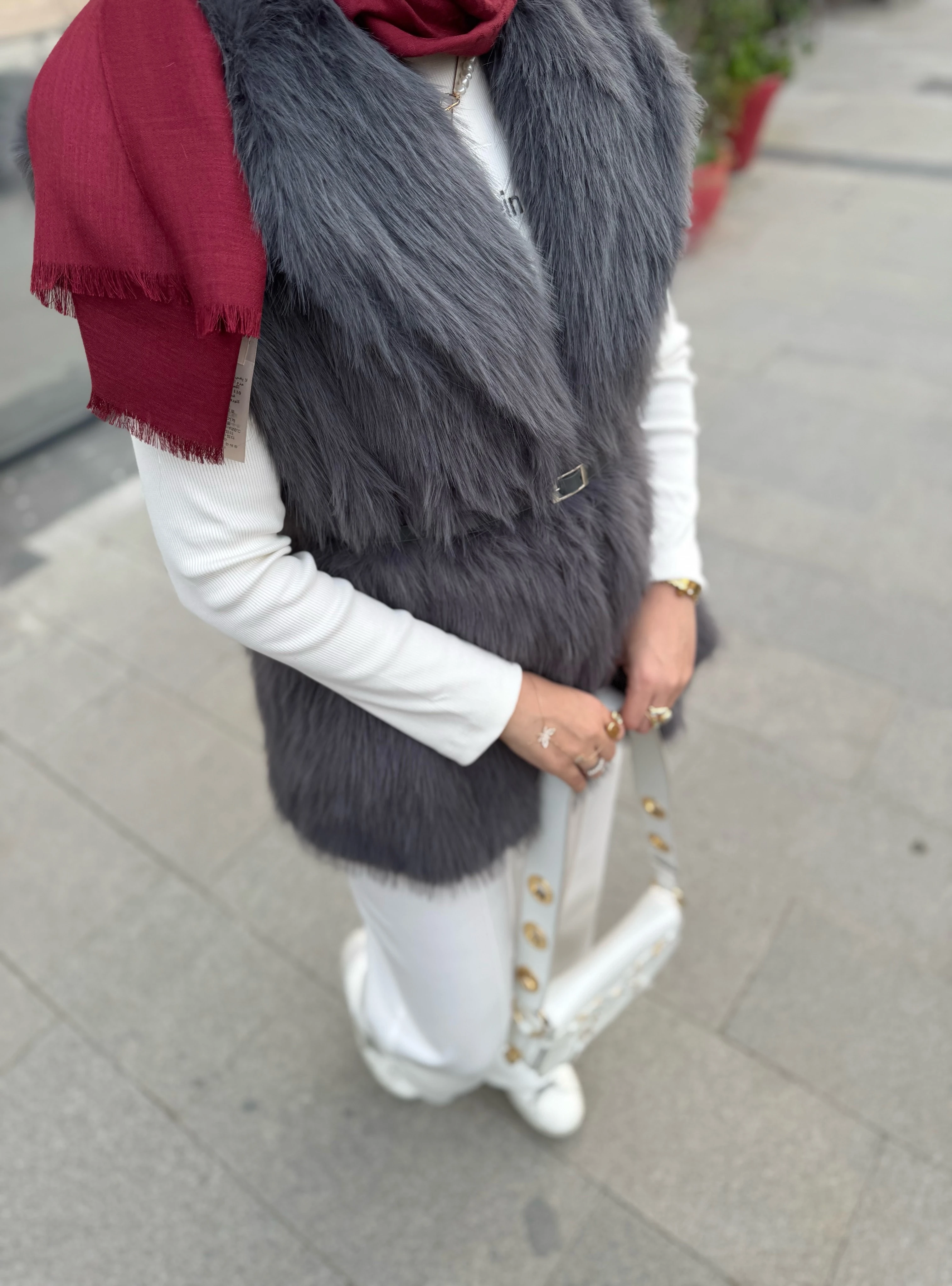 Royal kürk yelek - gri