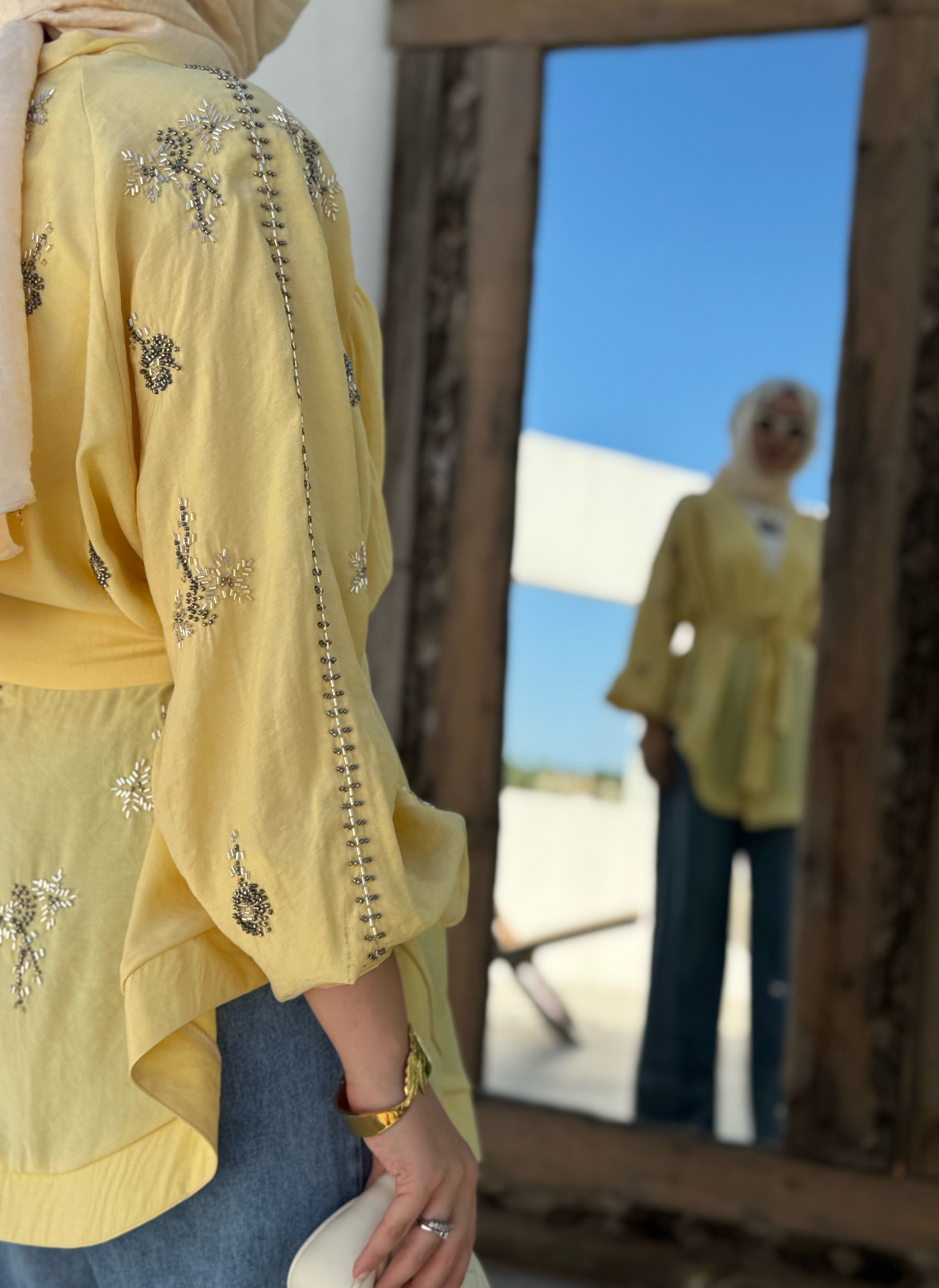 Nakışlı Kimono - Sarı